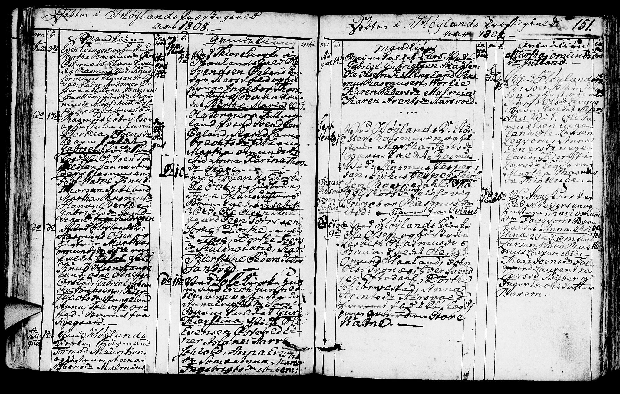 Høyland sokneprestkontor, AV/SAST-A-101799/001/30BA/L0005: Parish register (official) no. A 5, 1804-1815, p. 151