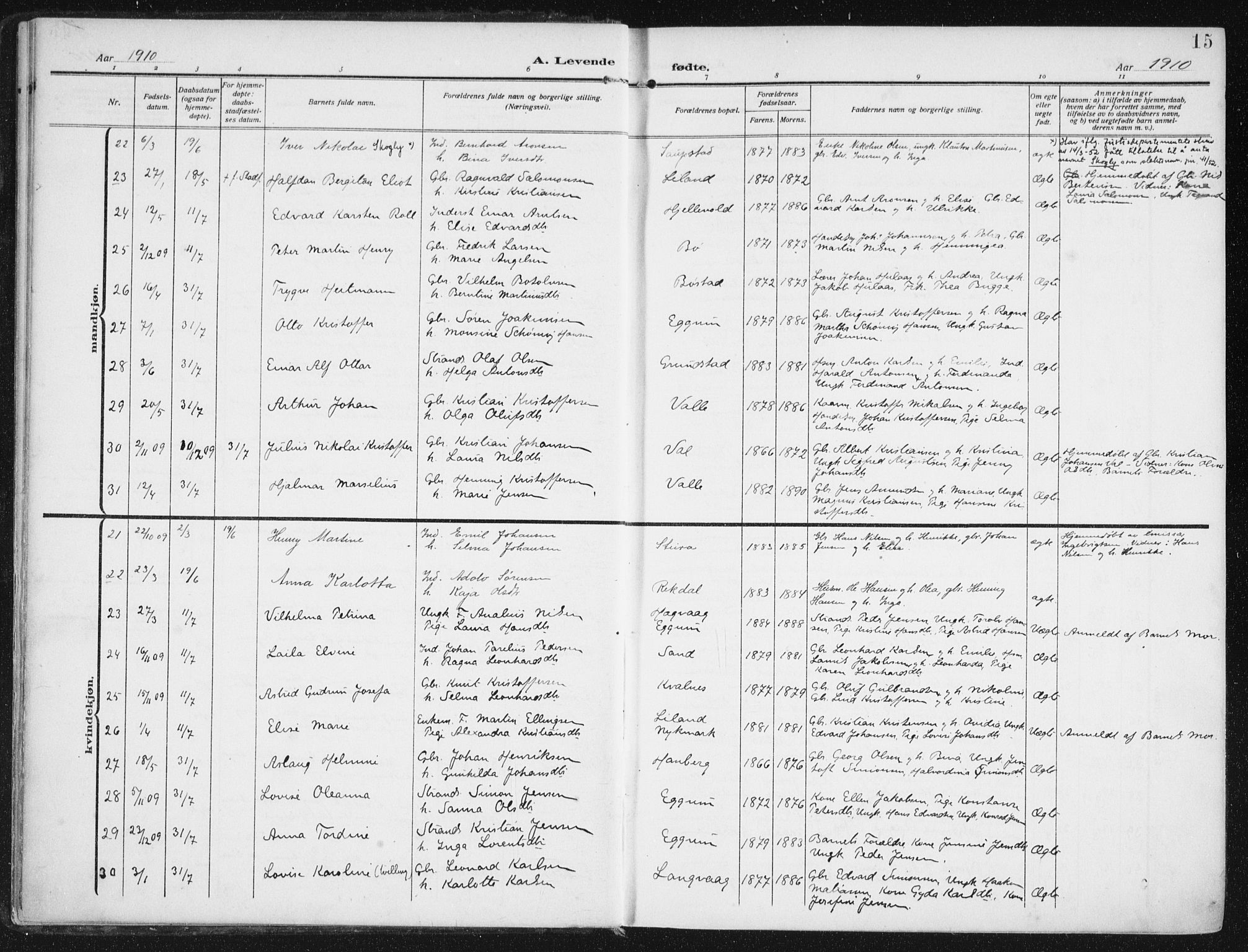 Ministerialprotokoller, klokkerbøker og fødselsregistre - Nordland, AV/SAT-A-1459/880/L1135: Parish register (official) no. 880A09, 1908-1919, p. 15