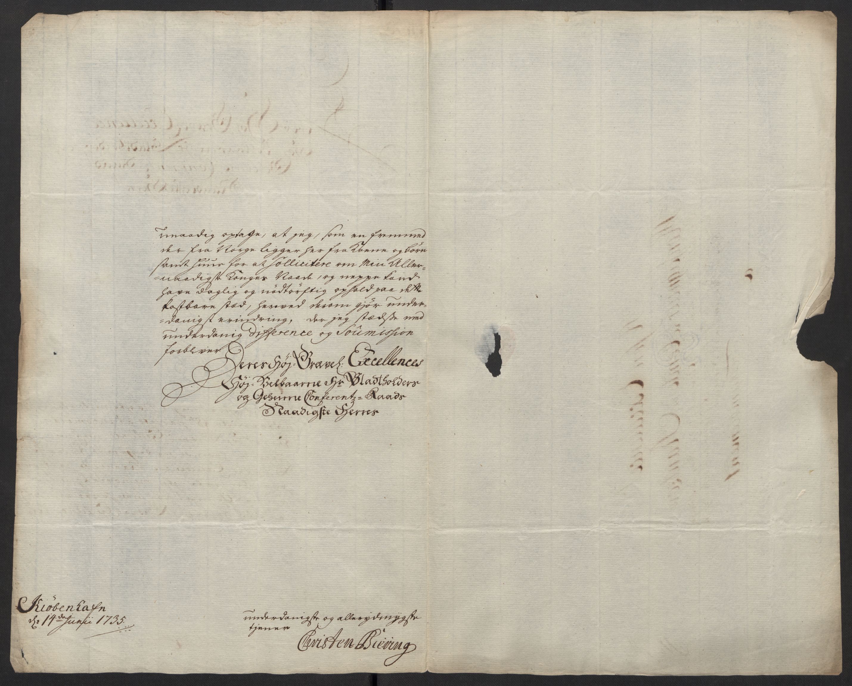 Stattholderembetet 1572-1771, AV/RA-EA-2870/Ef/L0108: Brev fra embetsmenn og andre, 1735-1736, p. 38