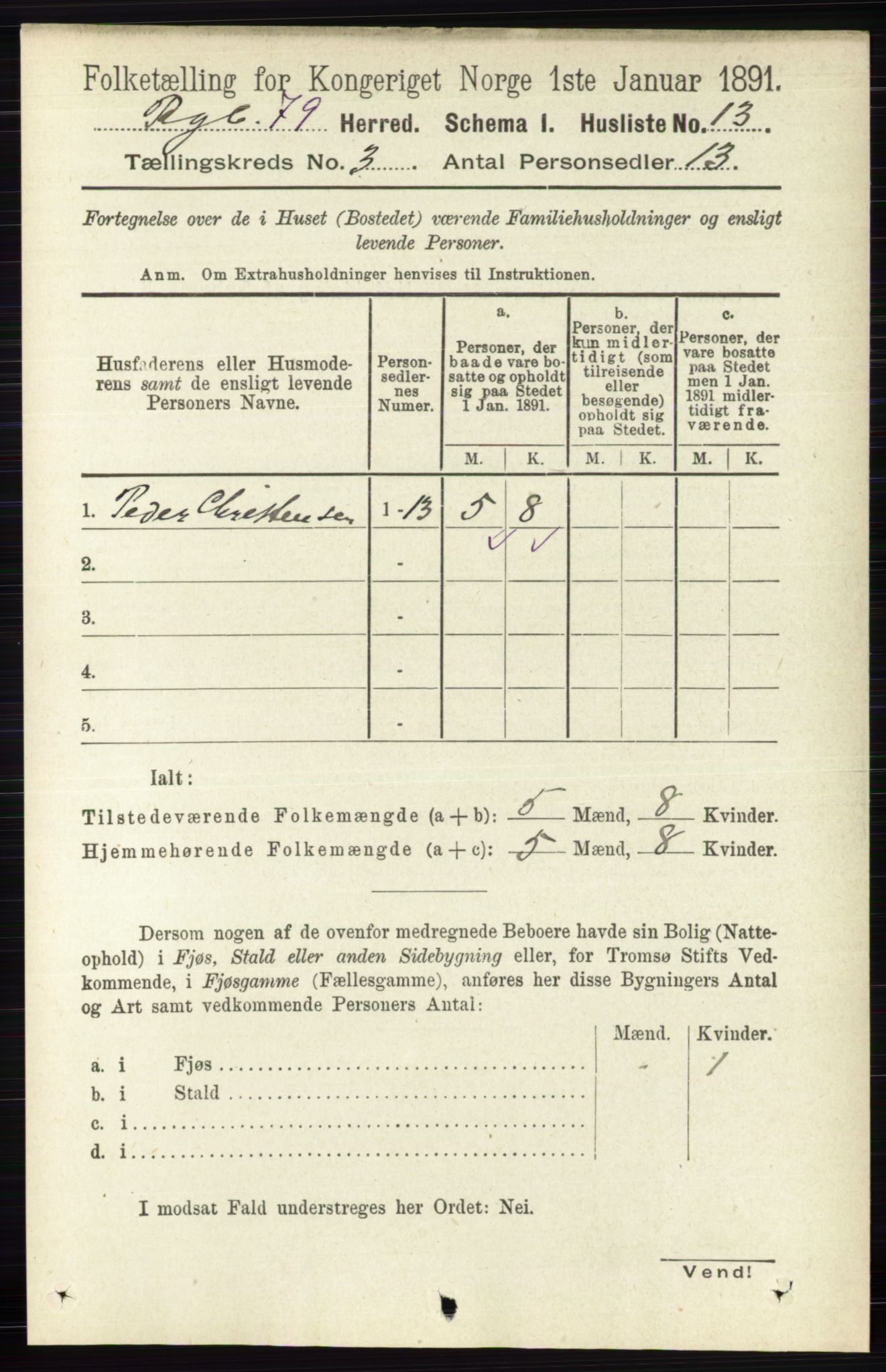 RA, 1891 census for 0520 Ringebu, 1891, p. 639