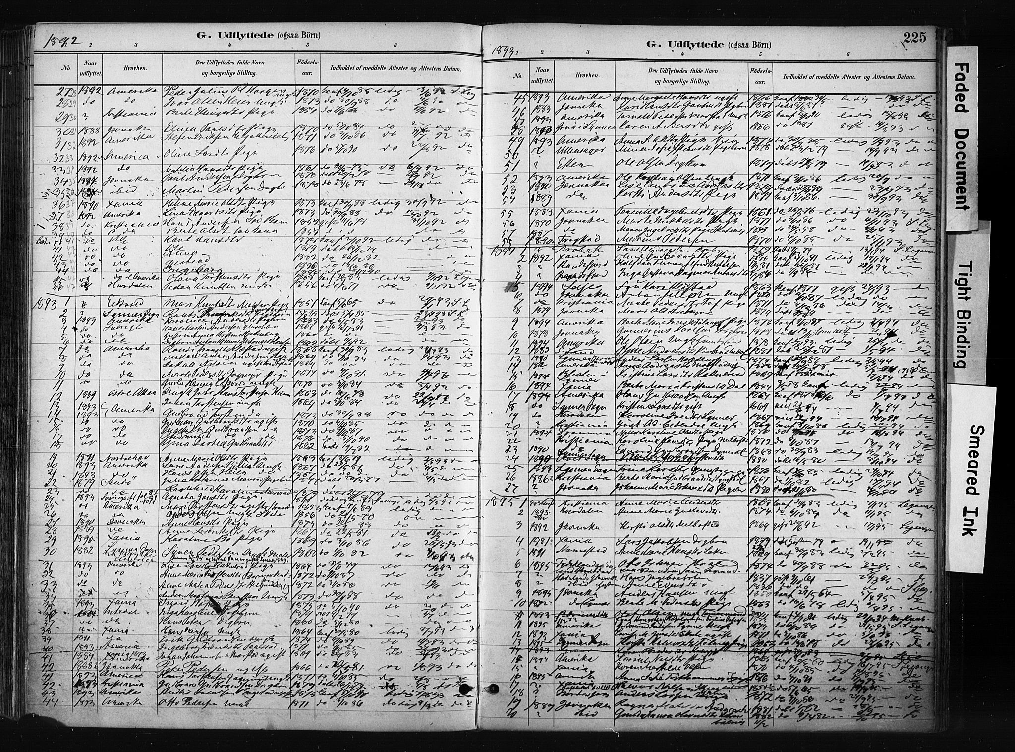 Gran prestekontor, SAH/PREST-112/H/Ha/Haa/L0017: Parish register (official) no. 17, 1889-1897, p. 225