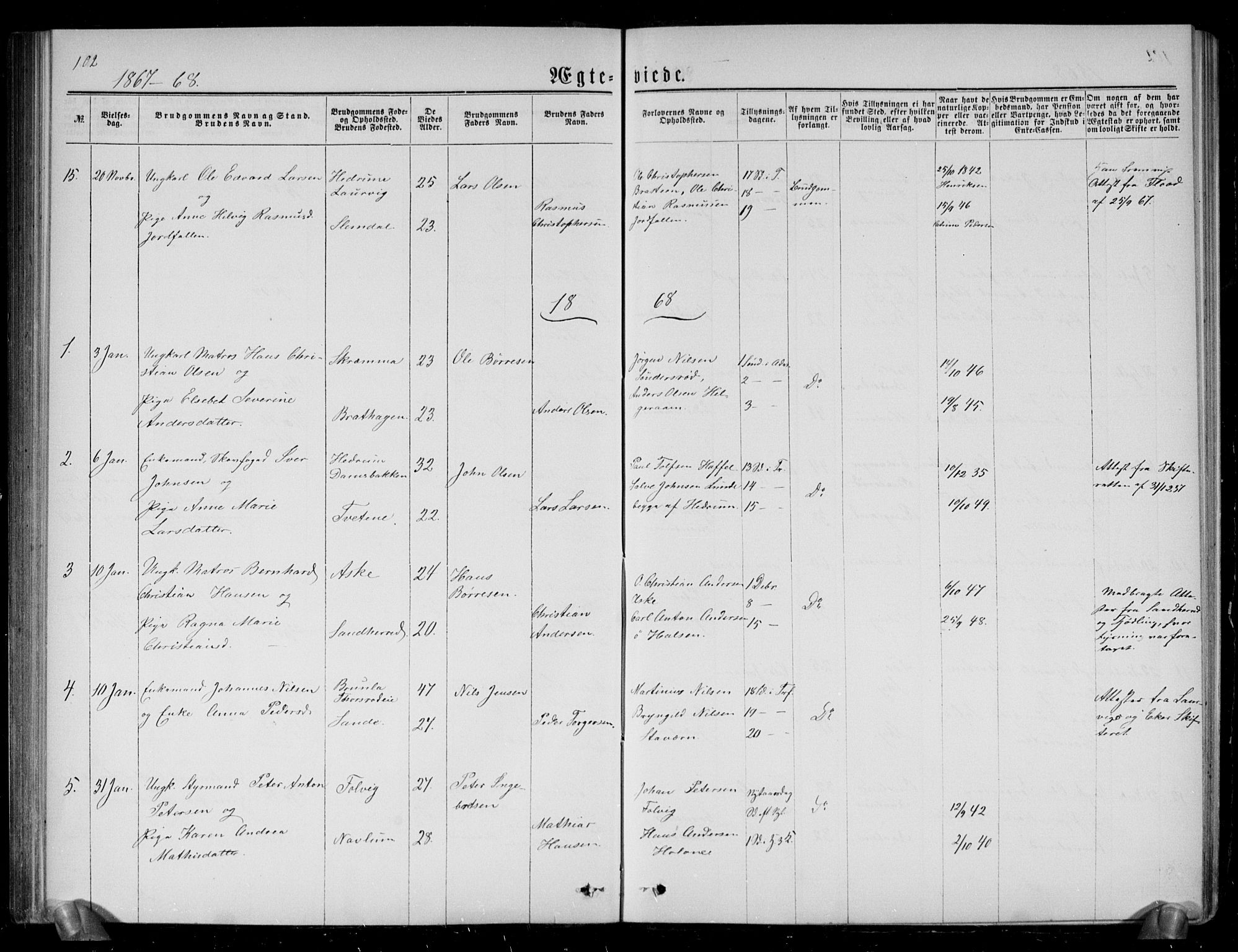 Brunlanes kirkebøker, AV/SAKO-A-342/G/Ga/L0002: Parish register (copy) no. I 2, 1866-1876, p. 102