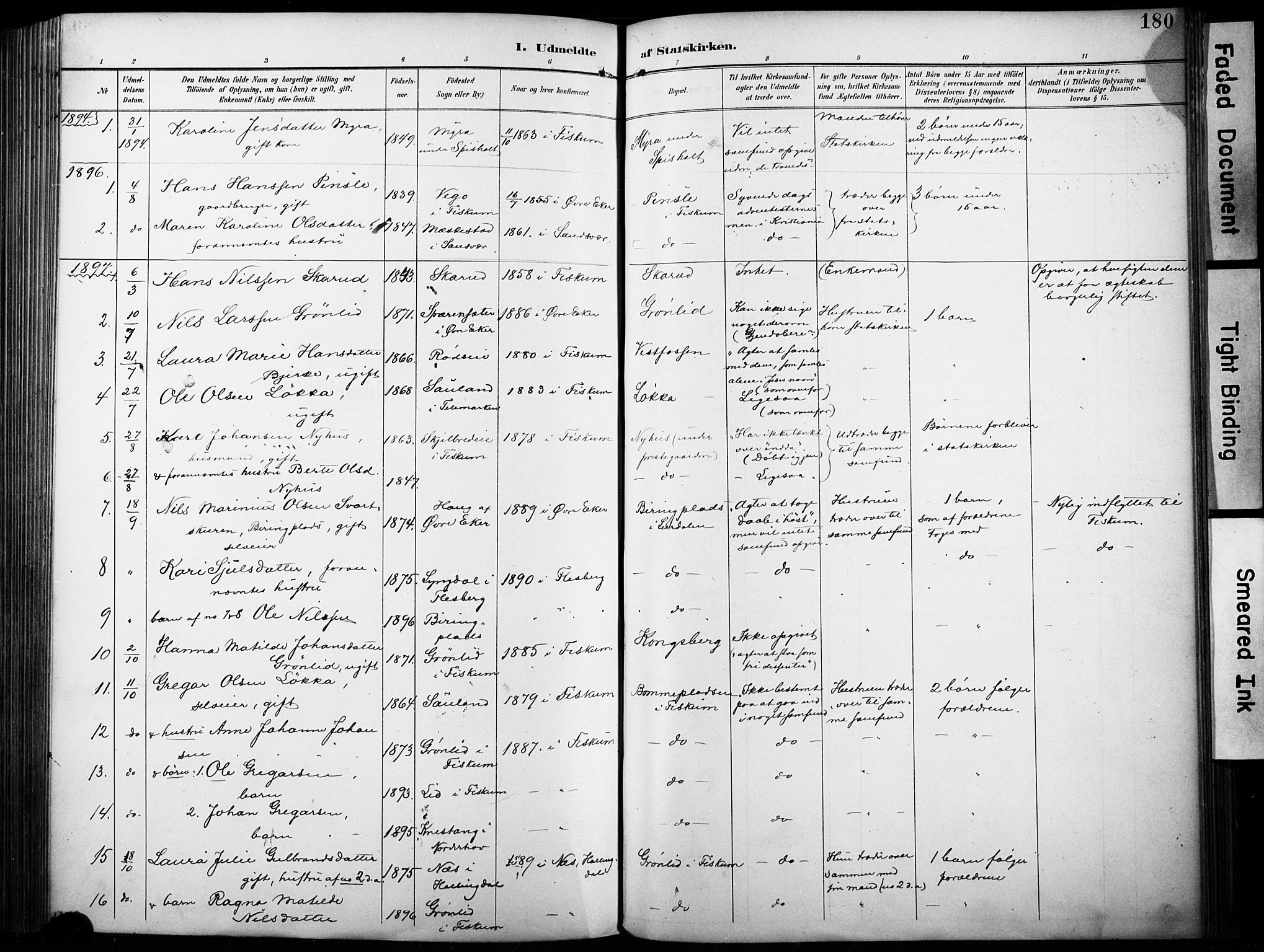 Fiskum kirkebøker, AV/SAKO-A-15/F/Fa/L0003: Parish register (official) no. 3, 1890-1905, p. 180