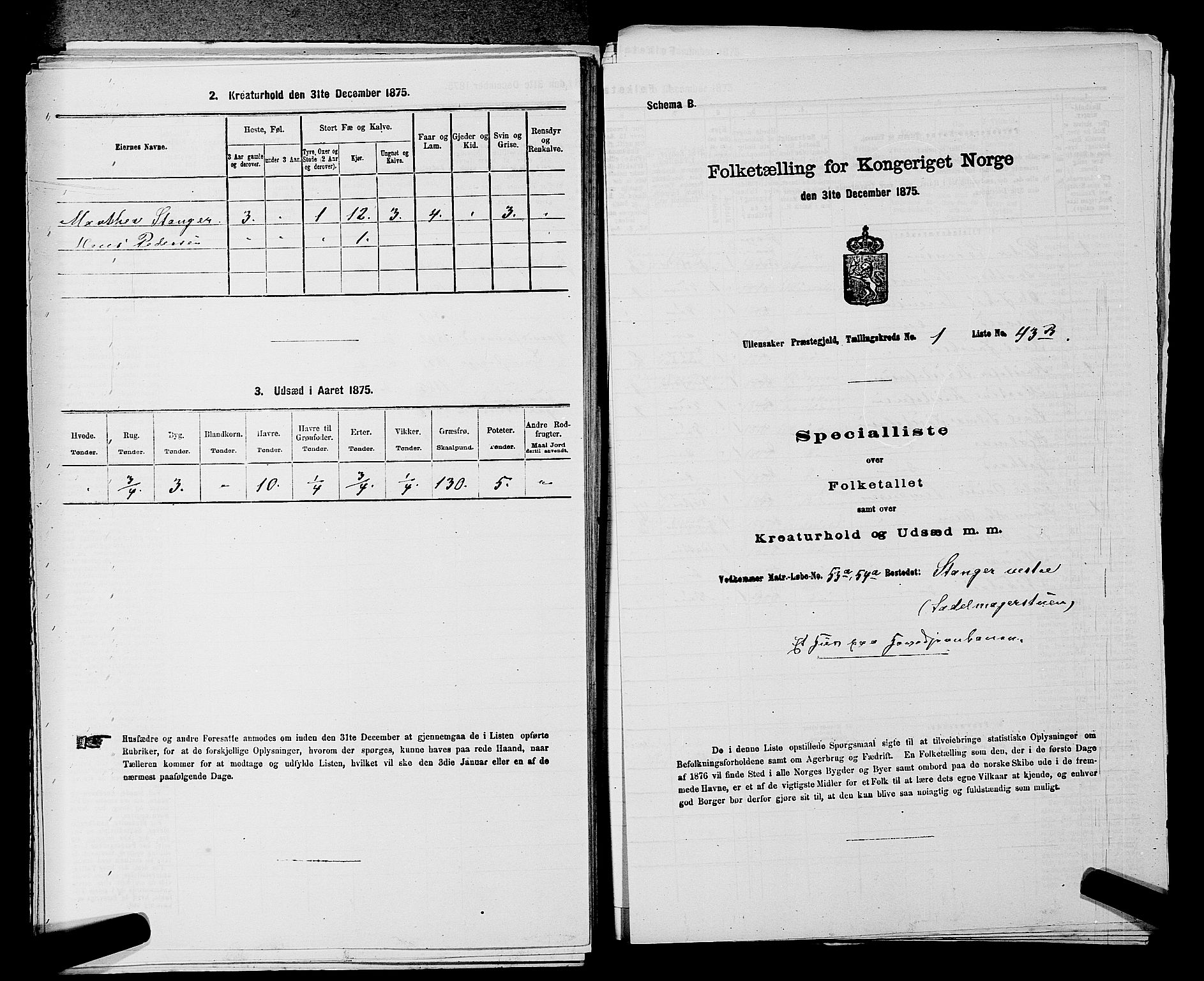RA, 1875 census for 0235P Ullensaker, 1875, p. 128