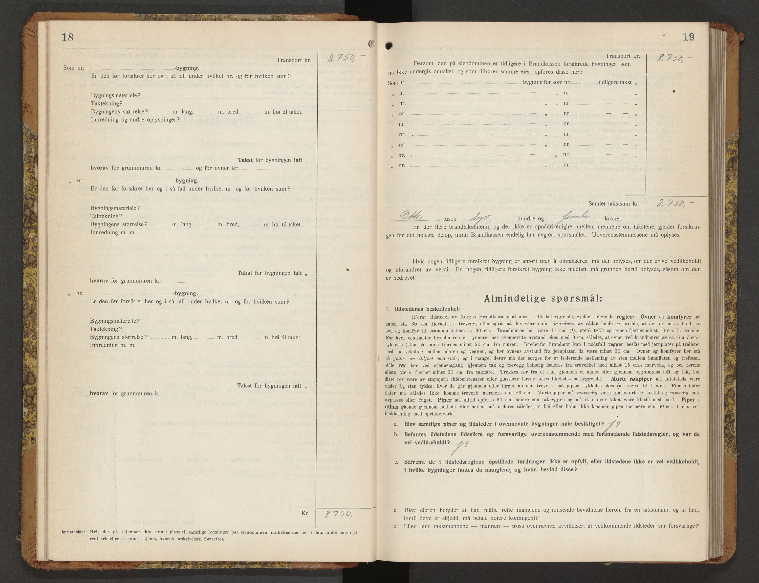 Norges Brannkasse Borgund, AV/SAT-A-5495/Fb/L0002: Branntakstprotokoll, 1935-1940, p. 18-19