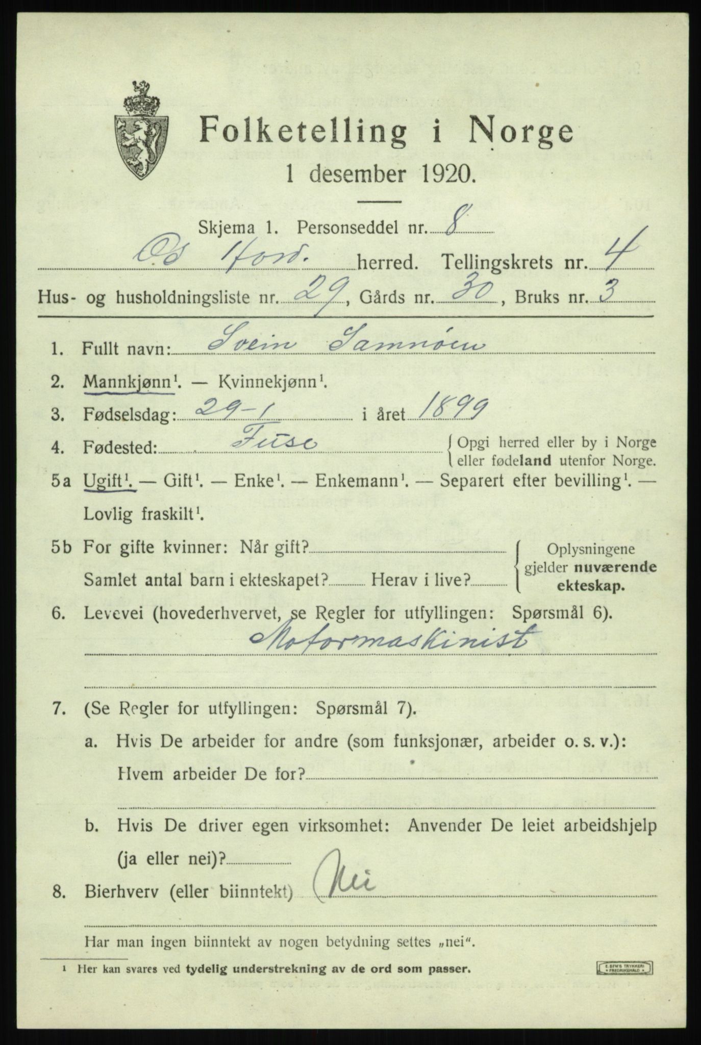 SAB, 1920 census for Os, 1920, p. 3370