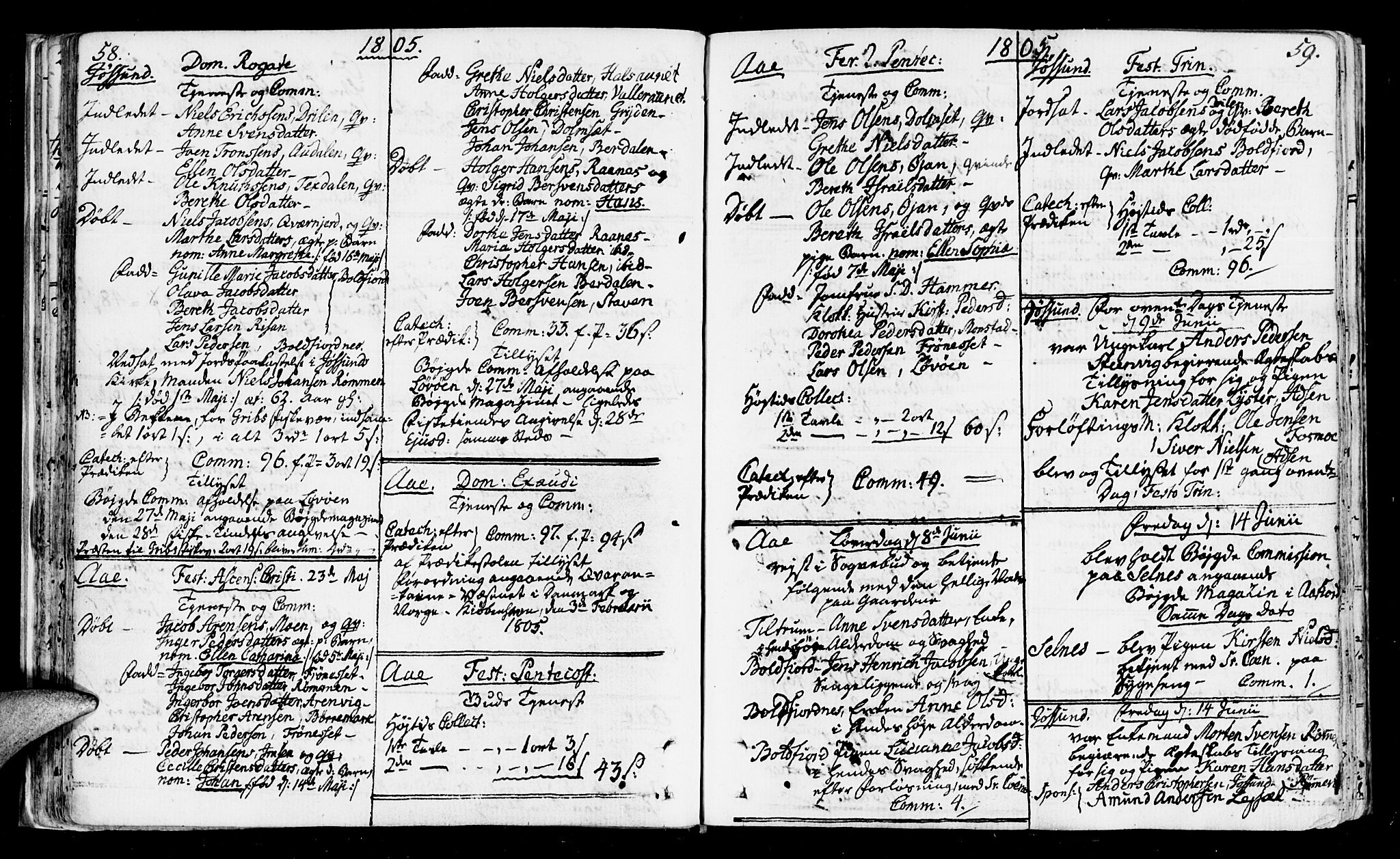 Ministerialprotokoller, klokkerbøker og fødselsregistre - Sør-Trøndelag, SAT/A-1456/655/L0674: Parish register (official) no. 655A03, 1802-1826, p. 58-59