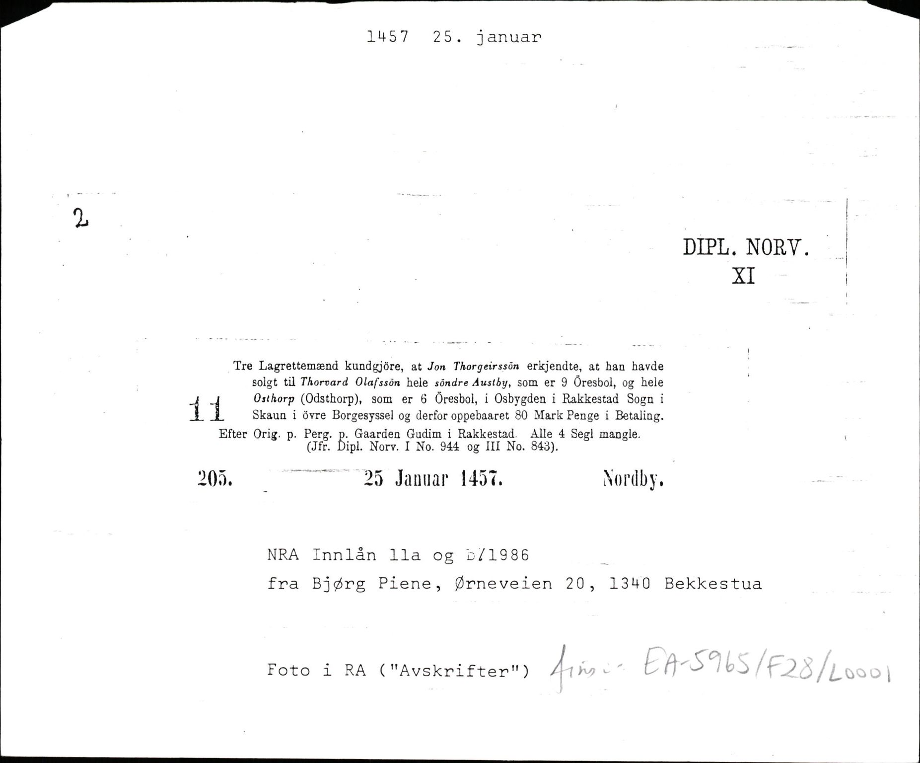 Riksarkivets diplomsamling, AV/RA-EA-5965/F35/F35d/L0001: Innlånte diplomer, seddelregister, 1316-1591, p. 155