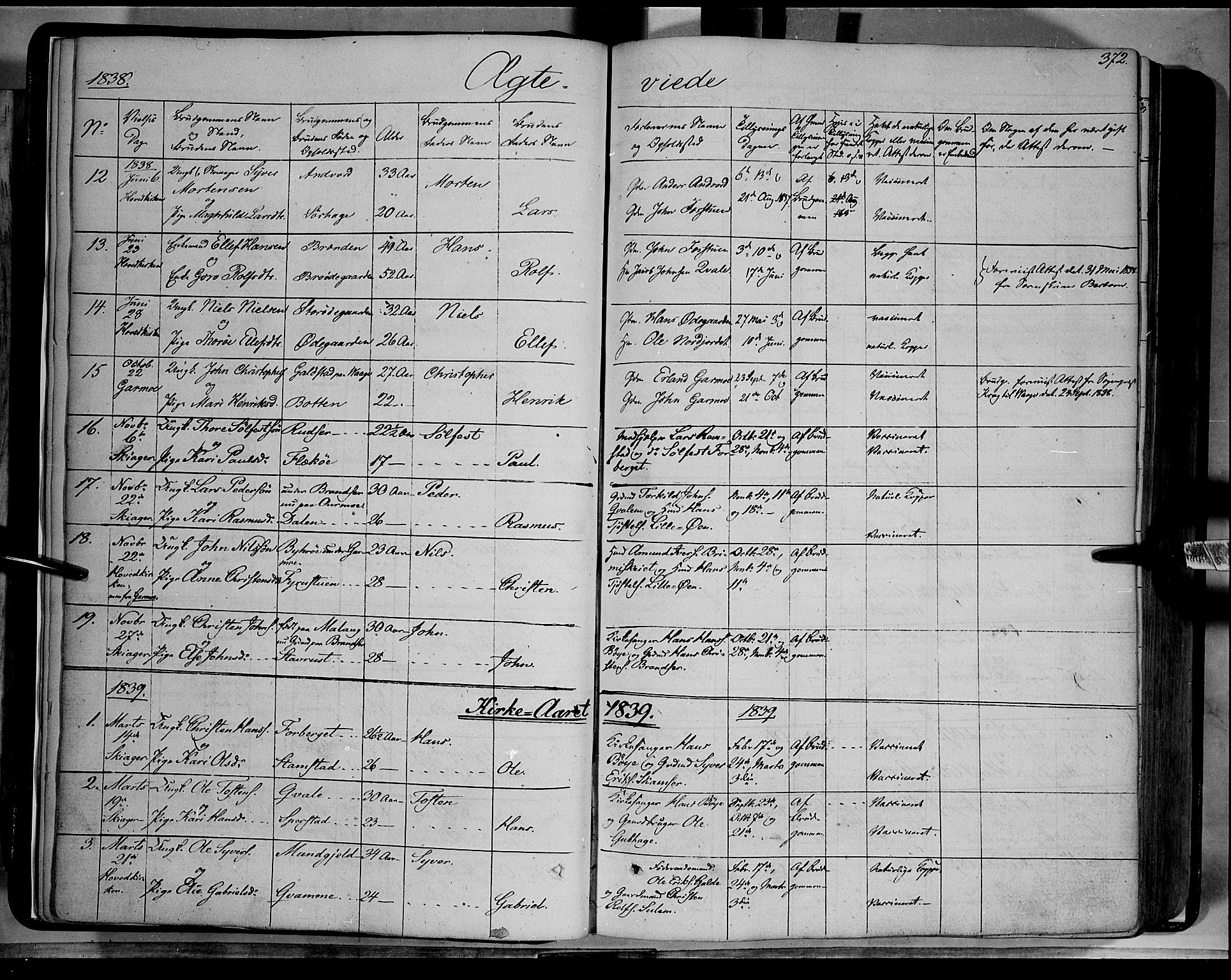 Lom prestekontor, SAH/PREST-070/K/L0006: Parish register (official) no. 6B, 1837-1863, p. 372