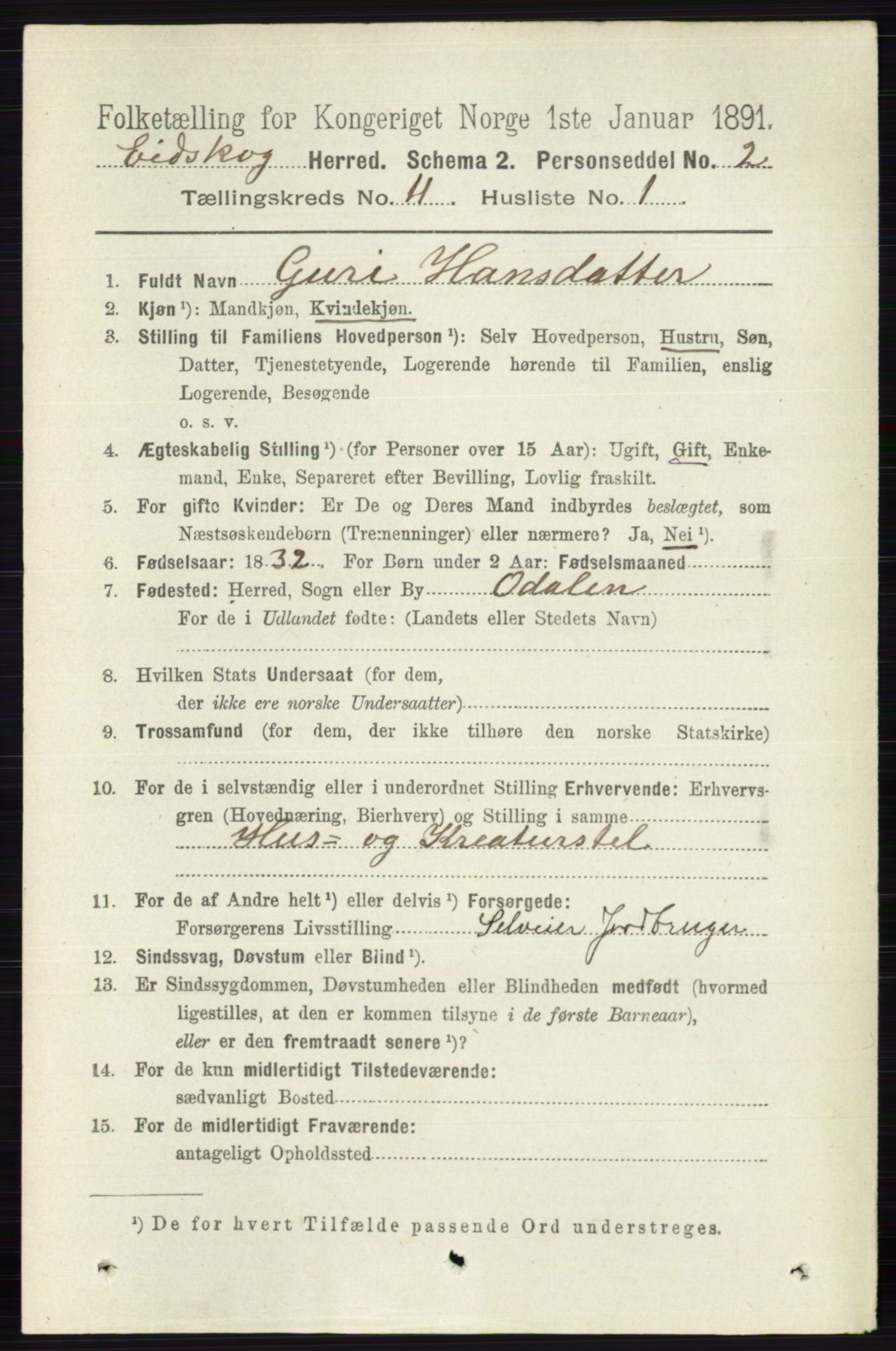 RA, 1891 census for 0420 Eidskog, 1891, p. 6765