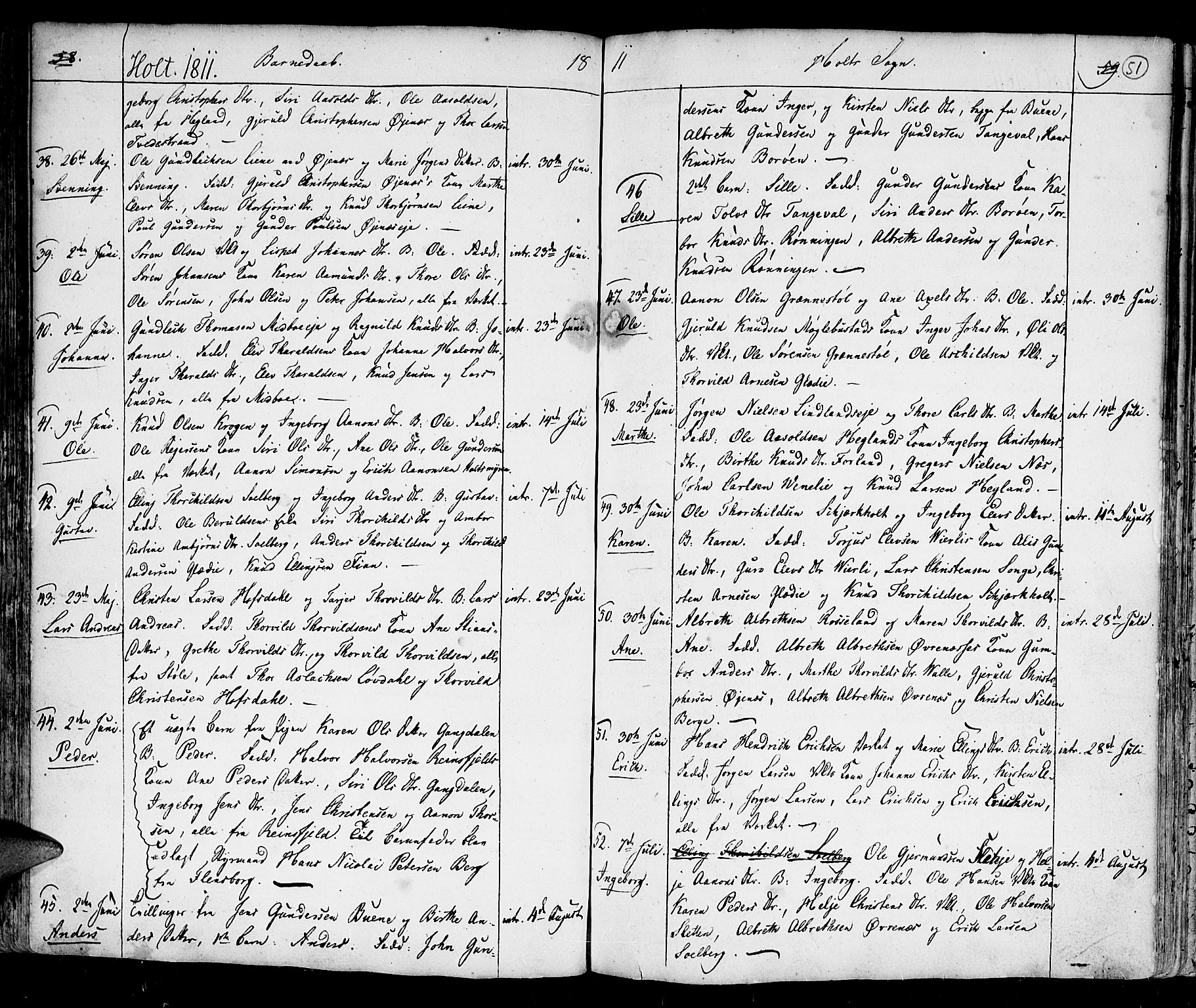 Holt sokneprestkontor, AV/SAK-1111-0021/F/Fa/L0004: Parish register (official) no. A 4, 1799-1813, p. 51