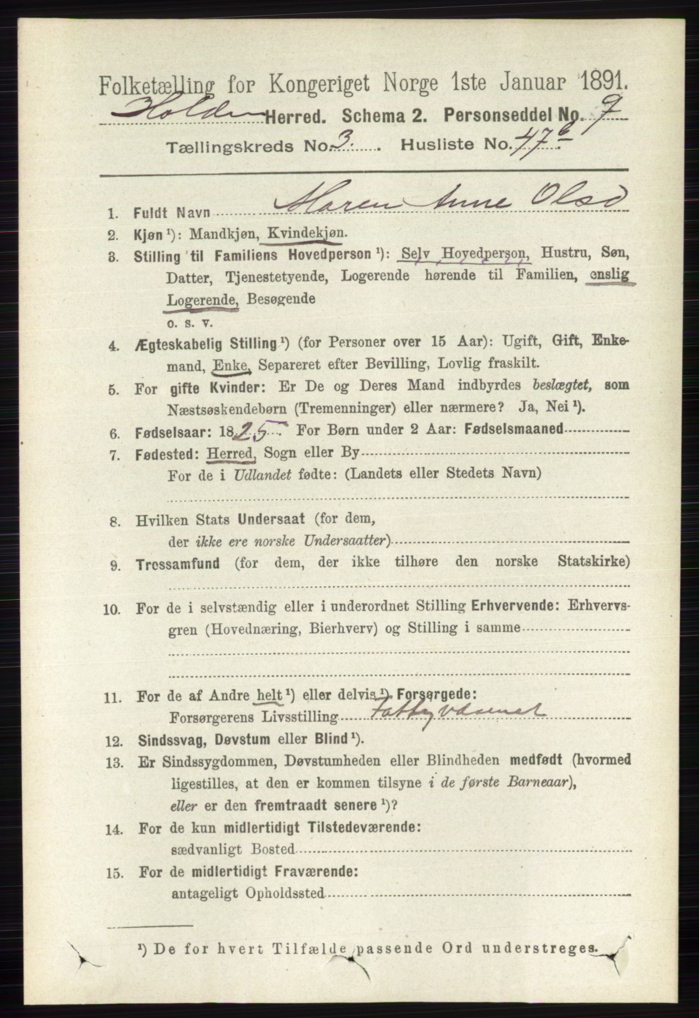 RA, 1891 census for 0819 Holla, 1891, p. 1854