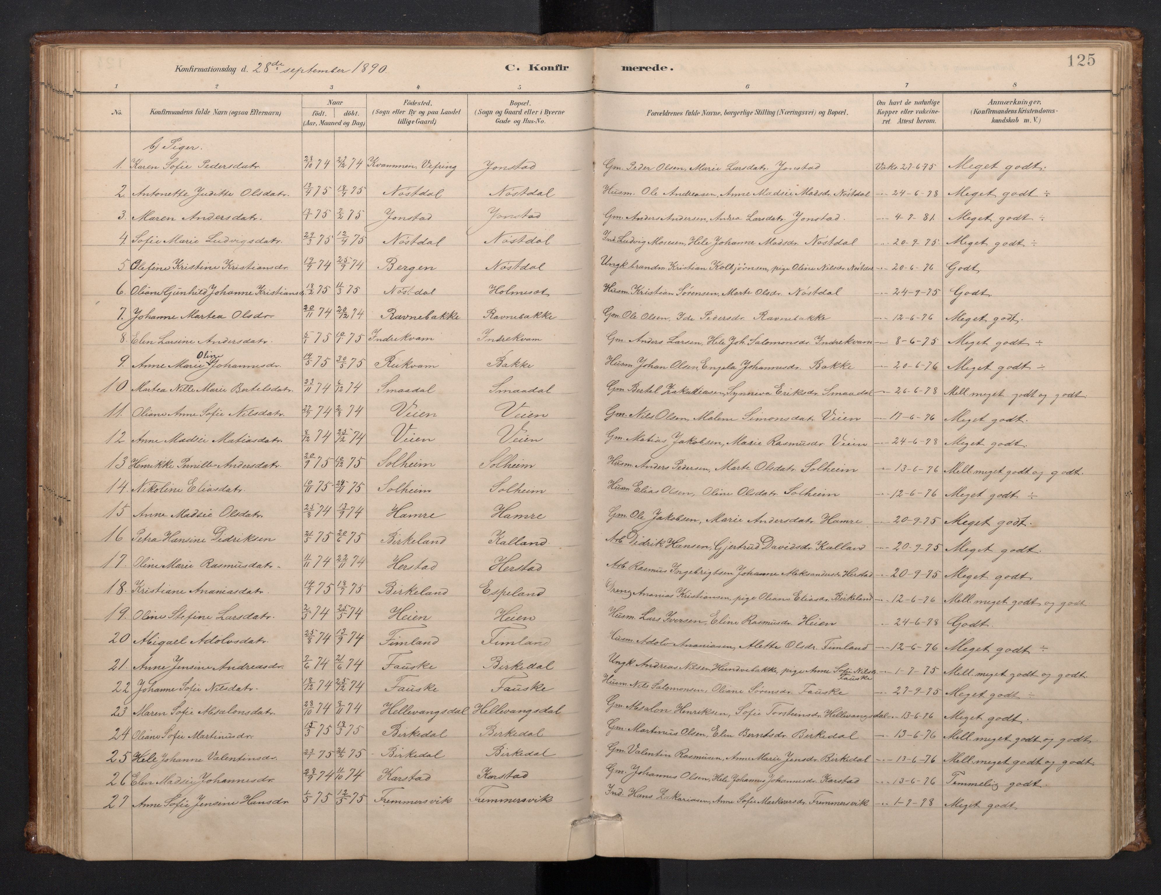 Førde sokneprestembete, SAB/A-79901/H/Hab/Habd/L0003: Parish register (copy) no. D 3, 1881-1897, p. 124b-125a