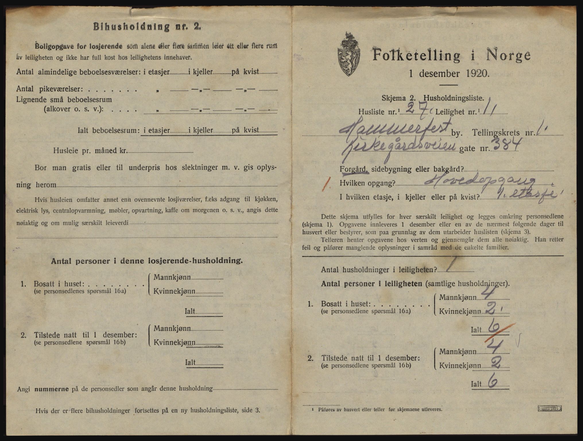 SATØ, 1920 census for Hammerfest, 1920, p. 1114