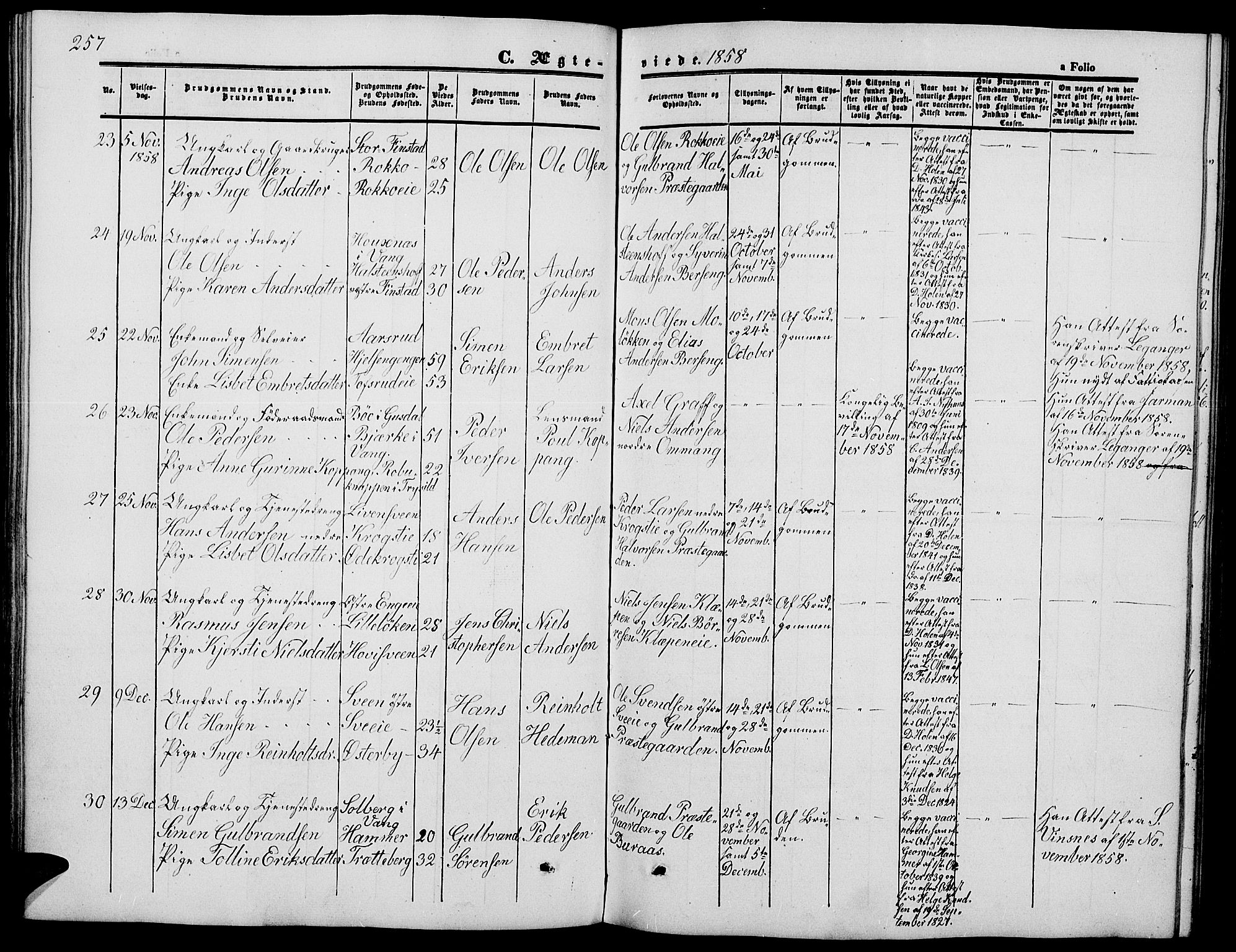 Løten prestekontor, AV/SAH-PREST-022/L/La/L0003: Parish register (copy) no. 3, 1850-1862, p. 257