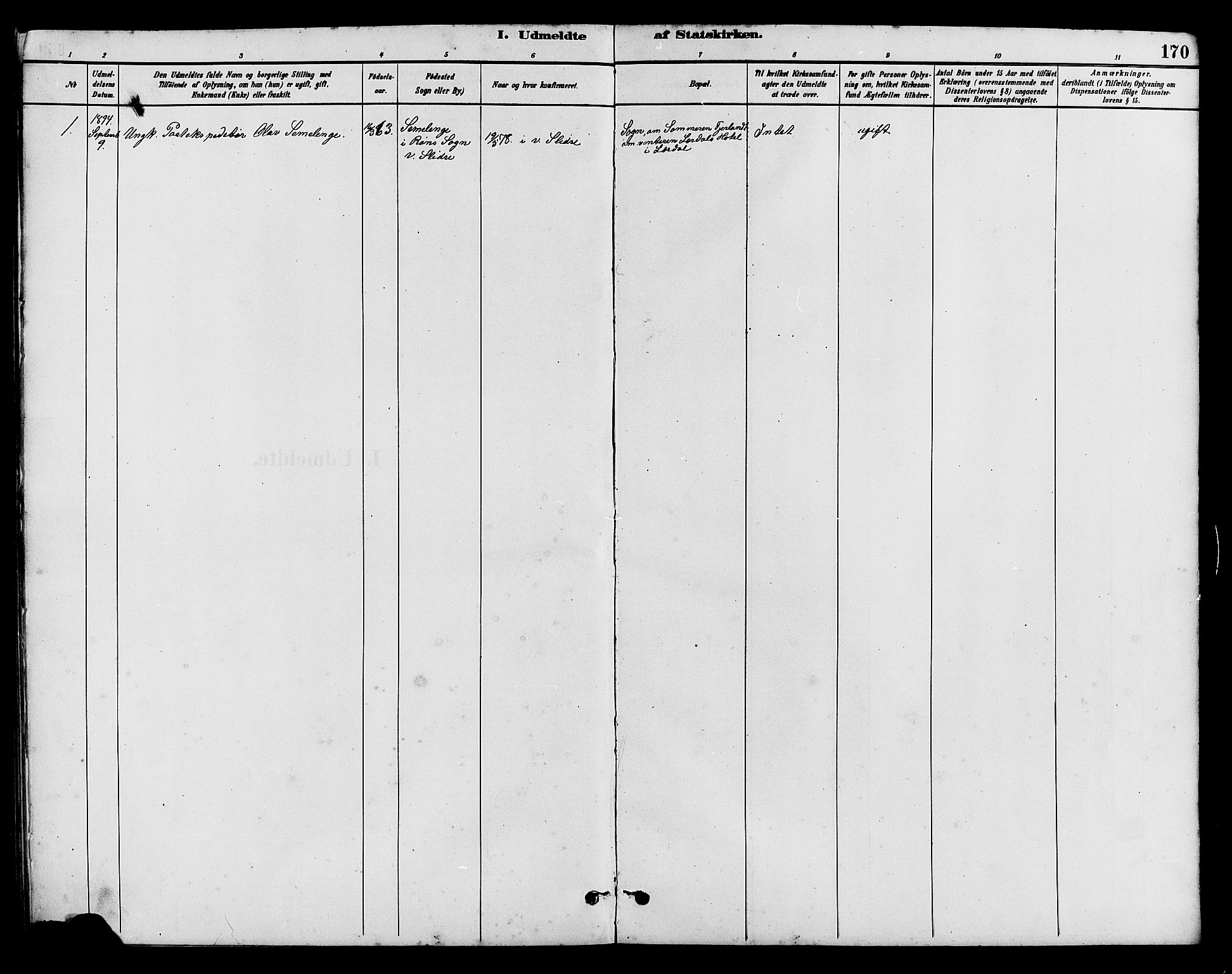 Vestre Slidre prestekontor, SAH/PREST-136/H/Ha/Hab/L0005: Parish register (copy) no. 5, 1881-1913, p. 170
