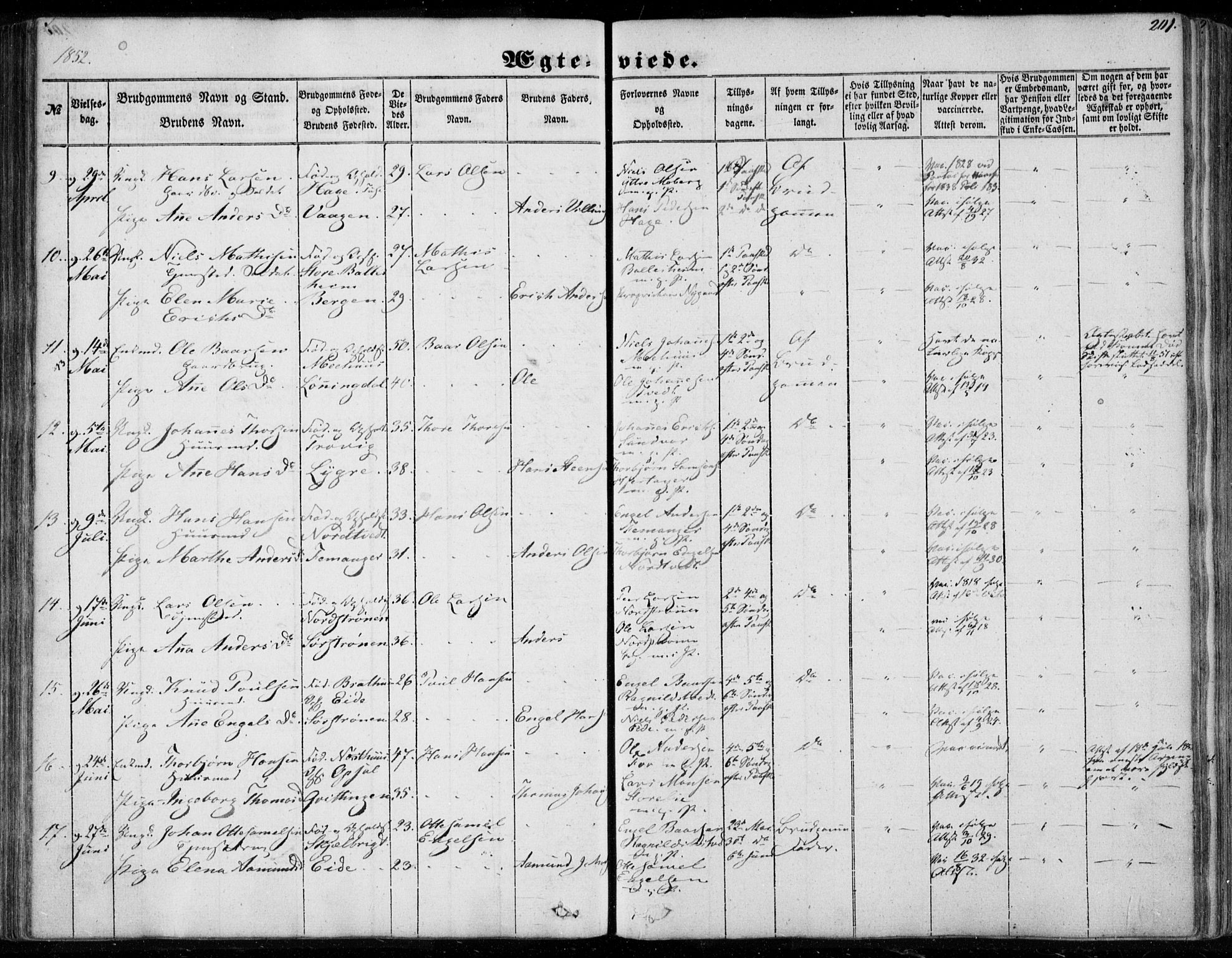 Os sokneprestembete, SAB/A-99929: Parish register (official) no. A 16, 1851-1859, p. 201