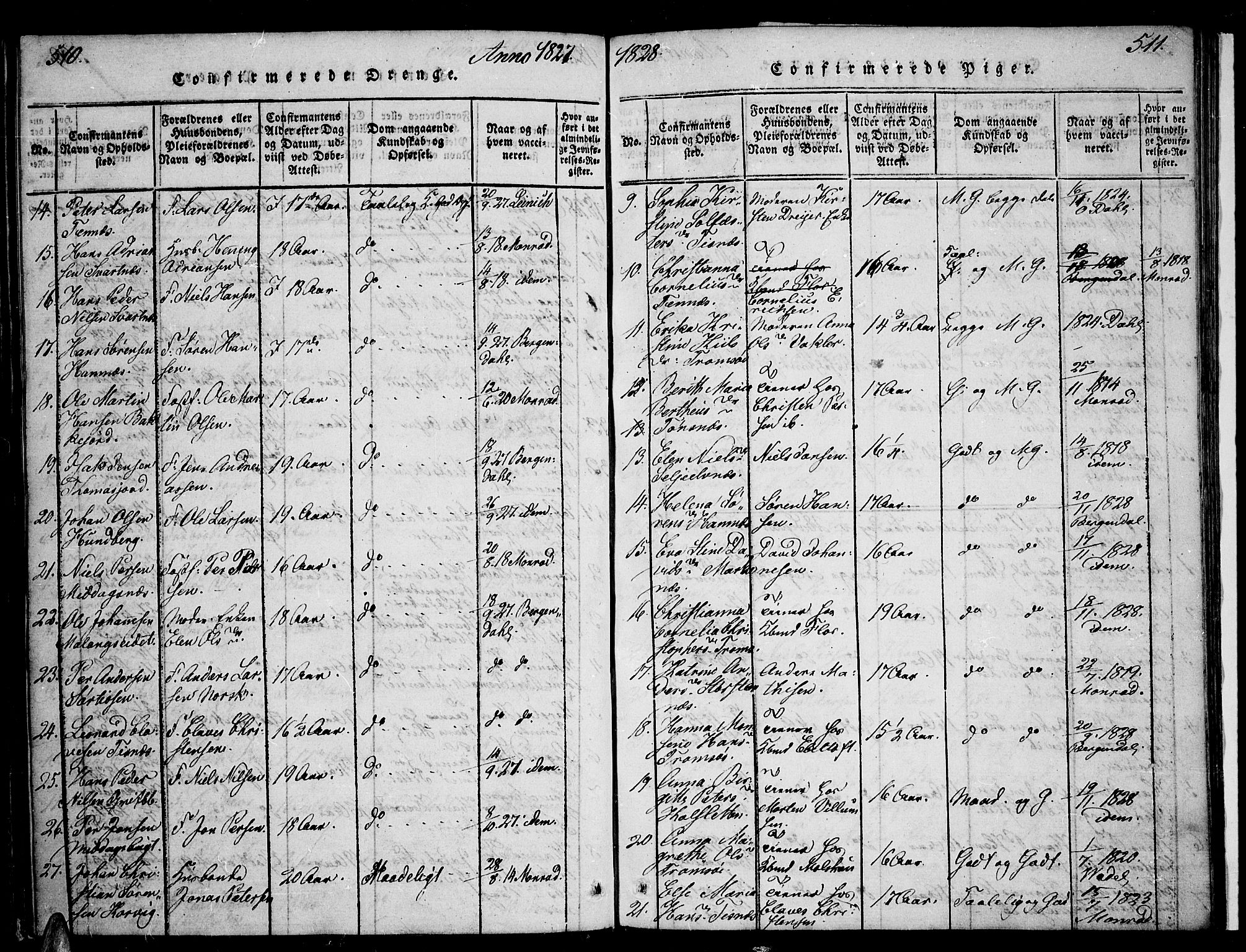 Tromsø sokneprestkontor/stiftsprosti/domprosti, SATØ/S-1343/G/Ga/L0007kirke: Parish register (official) no. 7, 1821-1828, p. 510-511