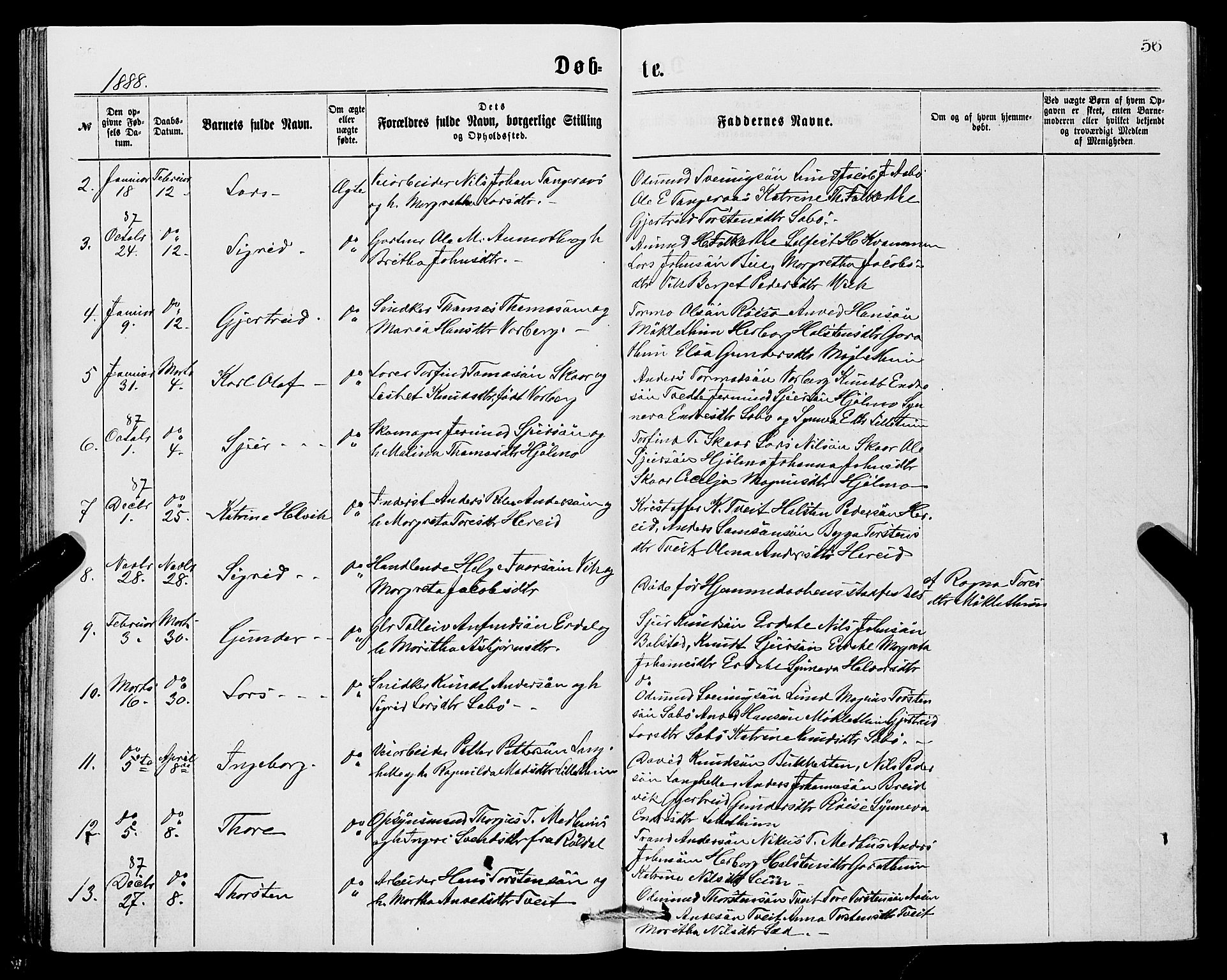 Ullensvang sokneprestembete, SAB/A-78701/H/Hab: Parish register (copy) no. C 2, 1871-1899, p. 56