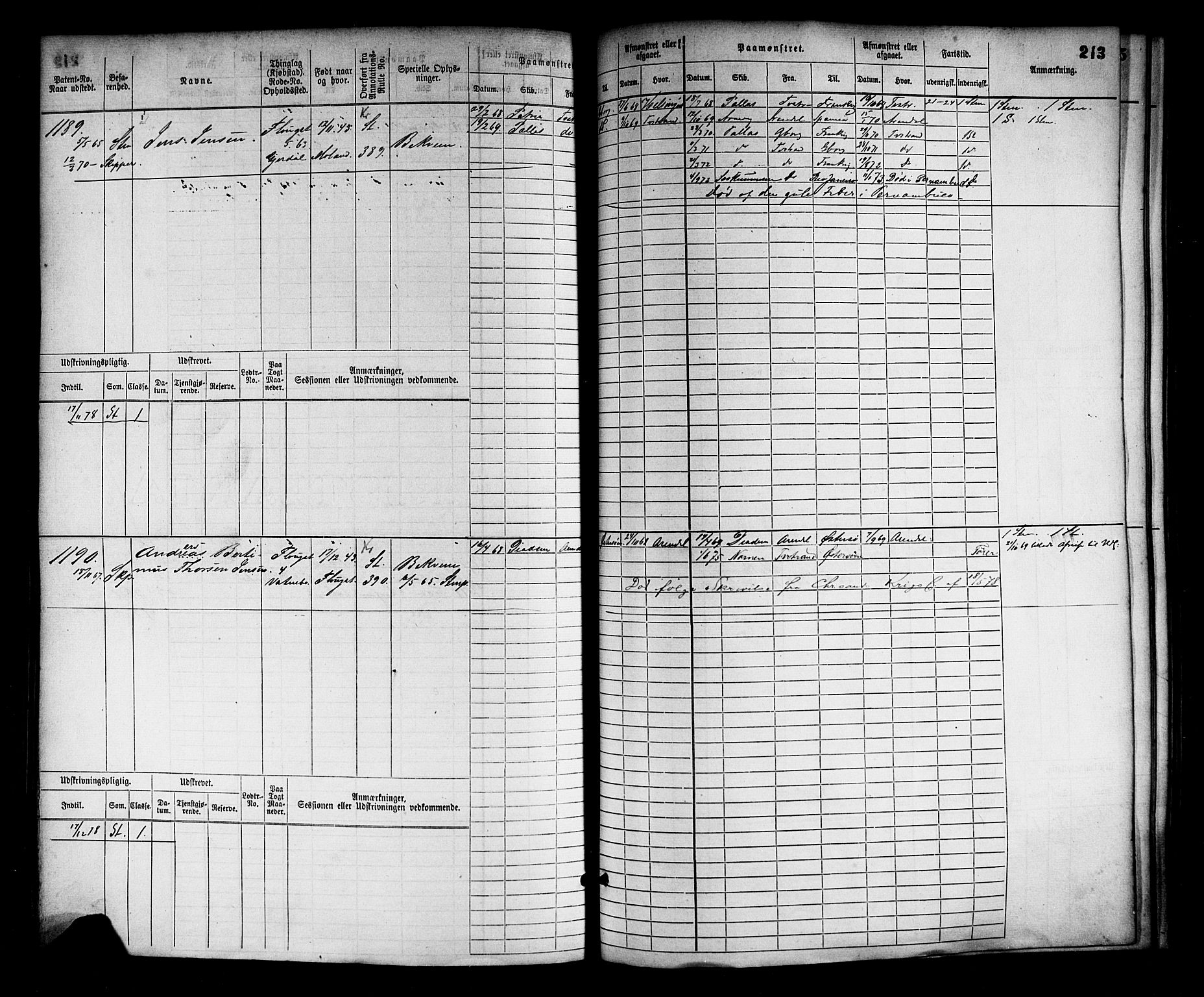 Tvedestrand mønstringskrets, SAK/2031-0011/F/Fb/L0002: Hovedrulle nr 767-1528, R-3, 1868-1900, p. 217