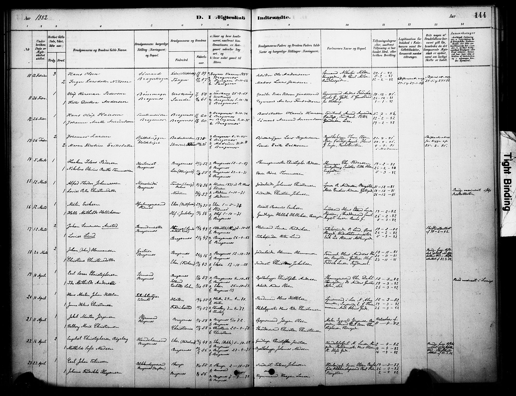 Bragernes kirkebøker, SAKO/A-6/F/Fc/L0005: Parish register (official) no. III 5, 1878-1890, p. 144