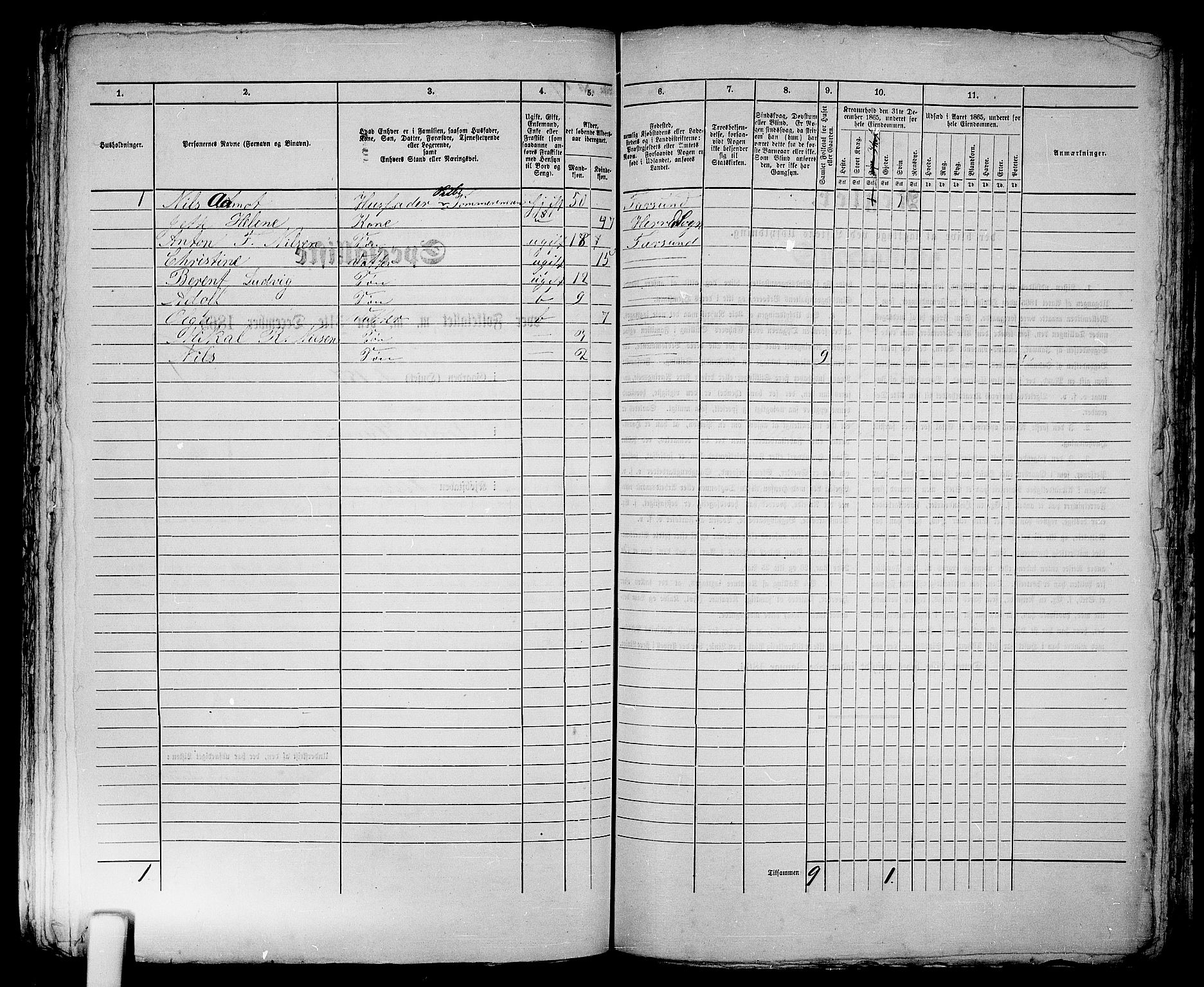 RA, 1865 census for Vanse/Farsund, 1865, p. 245