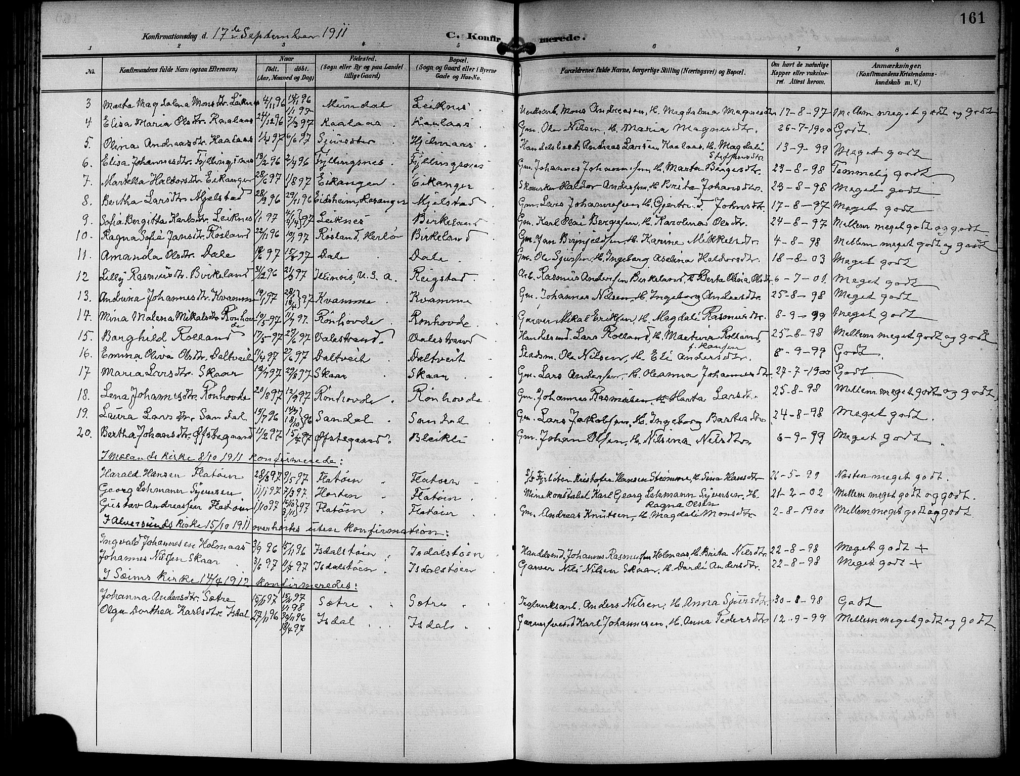 Hamre sokneprestembete, AV/SAB-A-75501/H/Ha/Hab: Parish register (copy) no. B 4, 1898-1919, p. 161