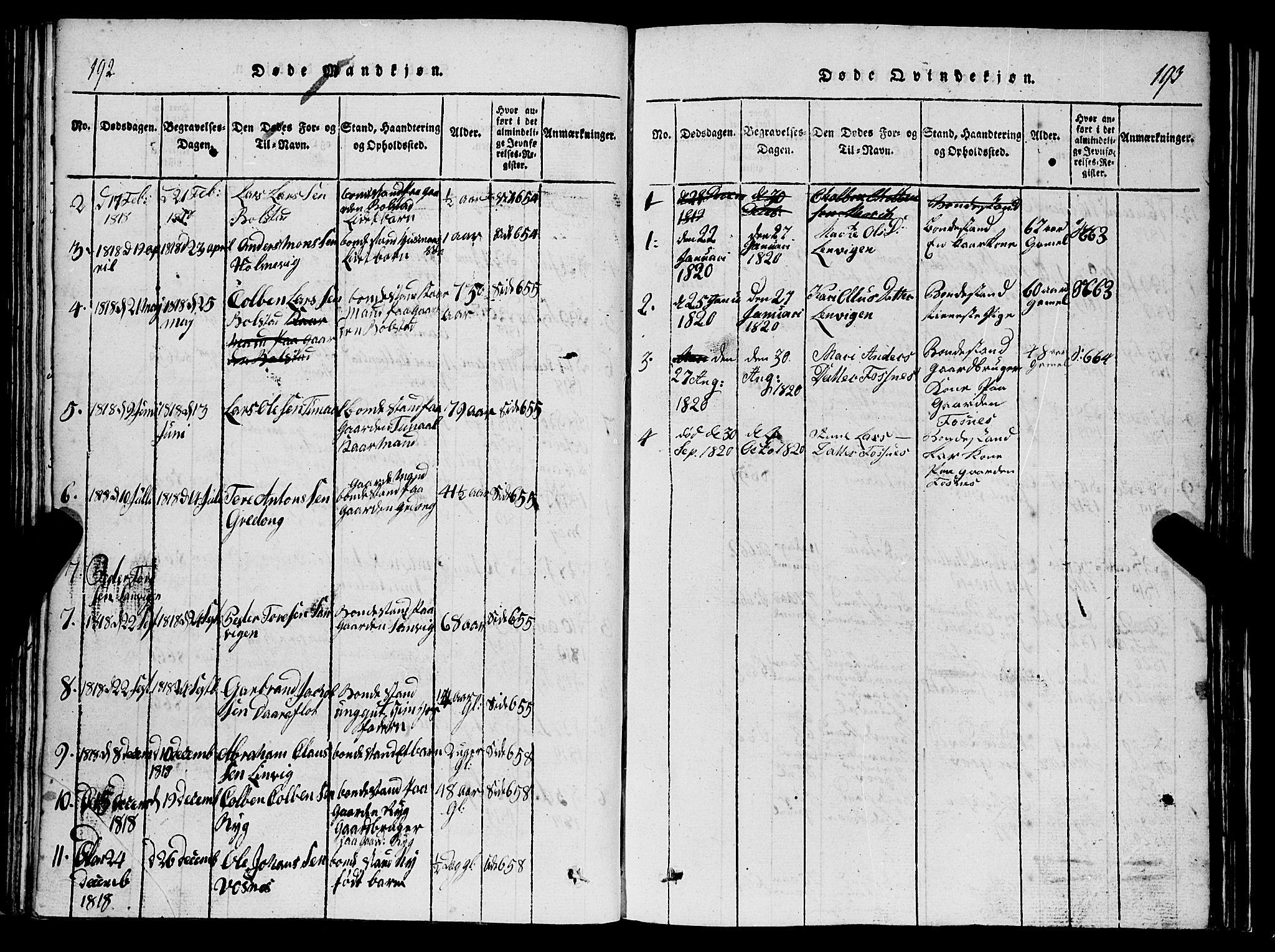 Stryn Sokneprestembete, AV/SAB-A-82501: Parish register (copy) no. C 1, 1801-1845, p. 192-193