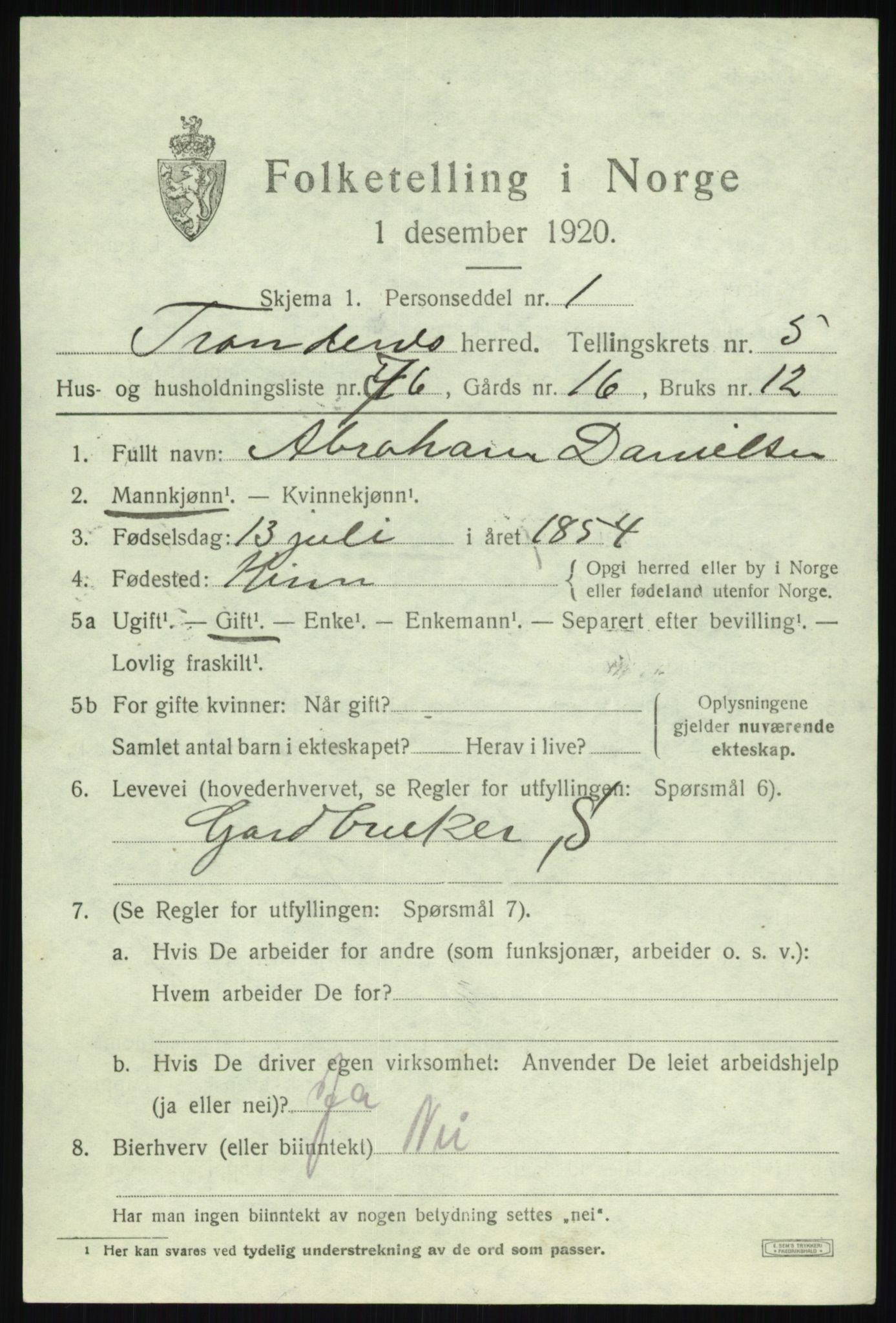 SATØ, 1920 census for Trondenes, 1920, p. 6173