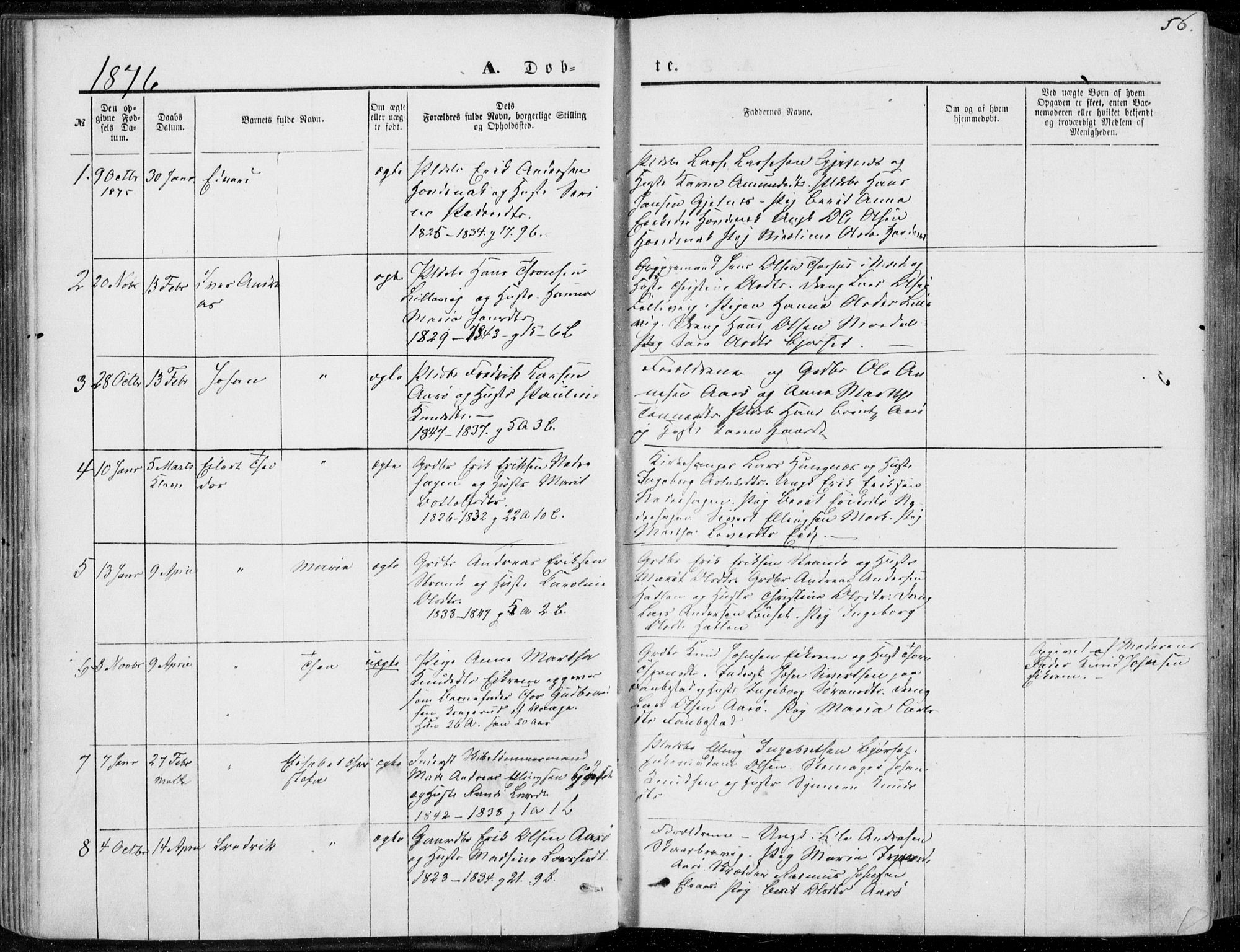 Ministerialprotokoller, klokkerbøker og fødselsregistre - Møre og Romsdal, SAT/A-1454/555/L0655: Parish register (official) no. 555A05, 1869-1886, p. 56