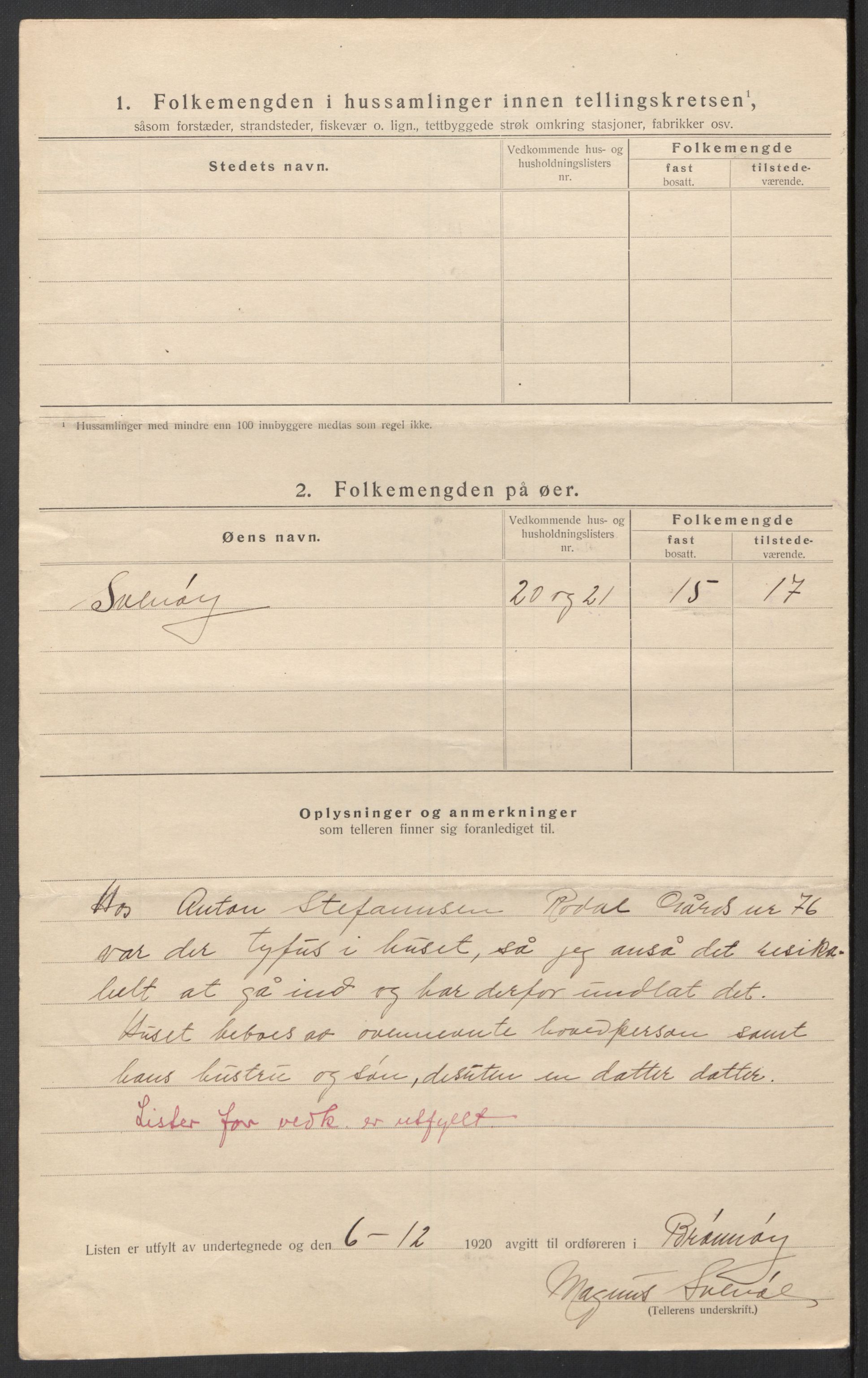 SAT, 1920 census for Brønnøy, 1920, p. 15