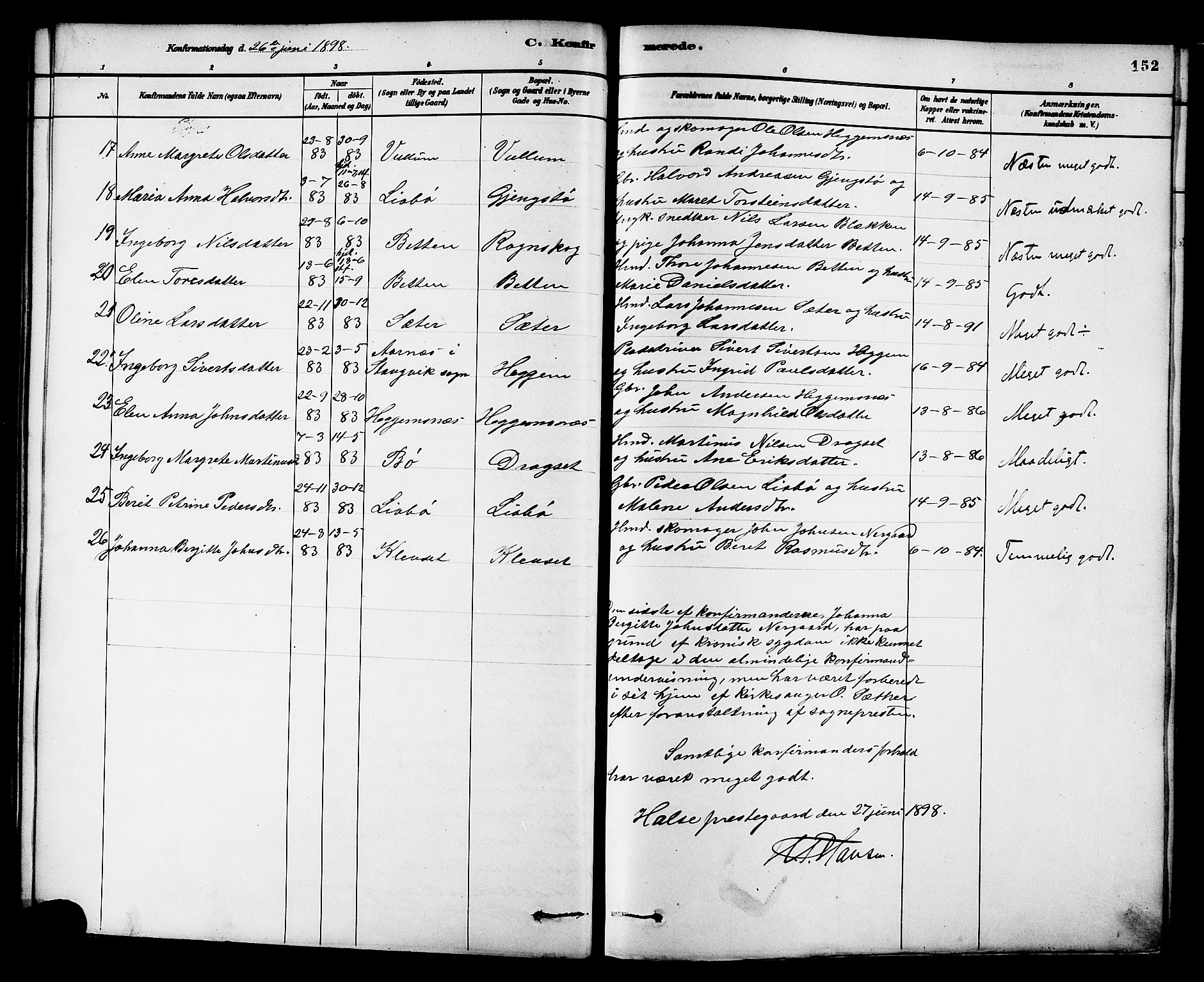 Ministerialprotokoller, klokkerbøker og fødselsregistre - Møre og Romsdal, AV/SAT-A-1454/576/L0885: Parish register (official) no. 576A03, 1880-1898, p. 152