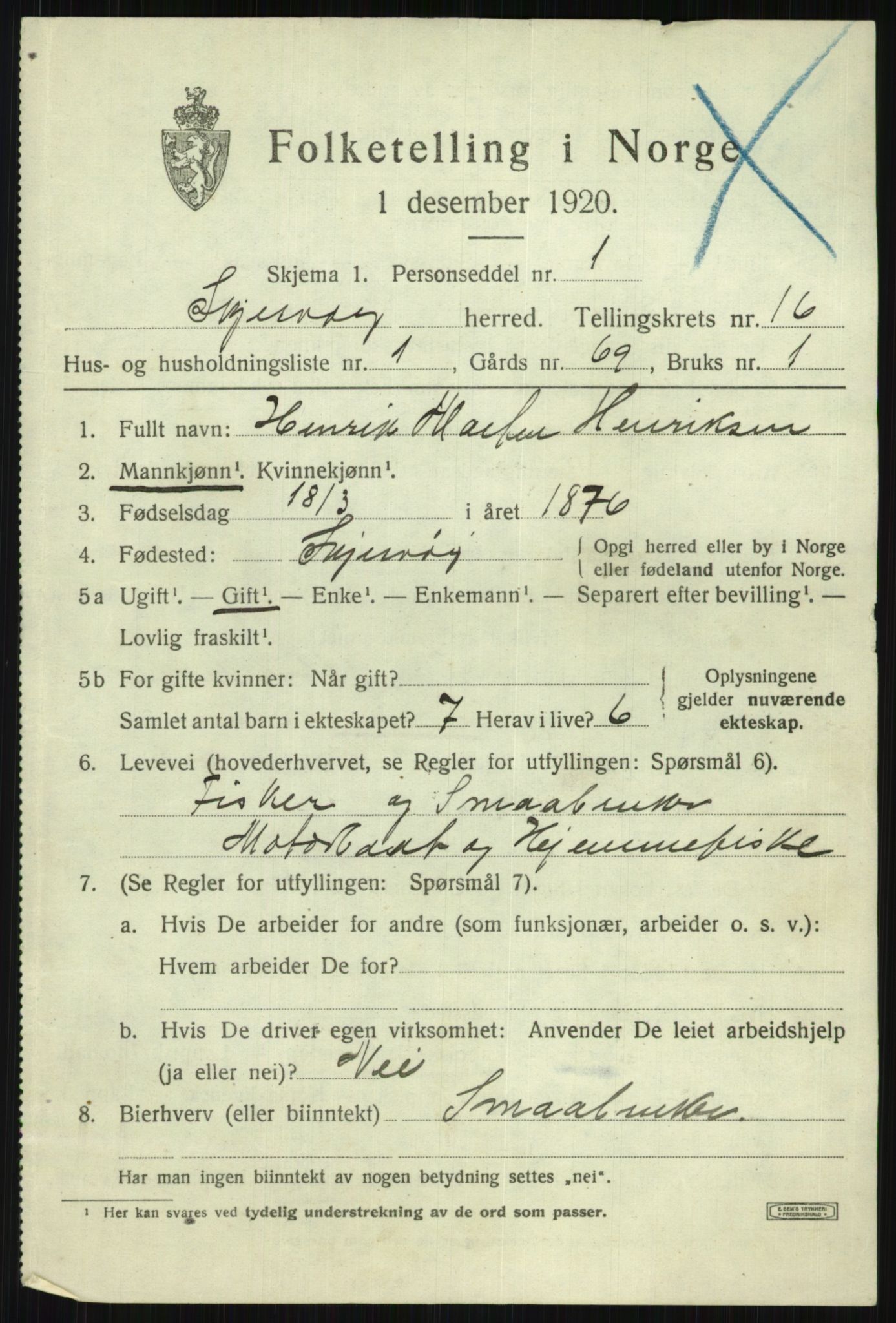 SATØ, 1920 census for Skjervøy, 1920, p. 7563