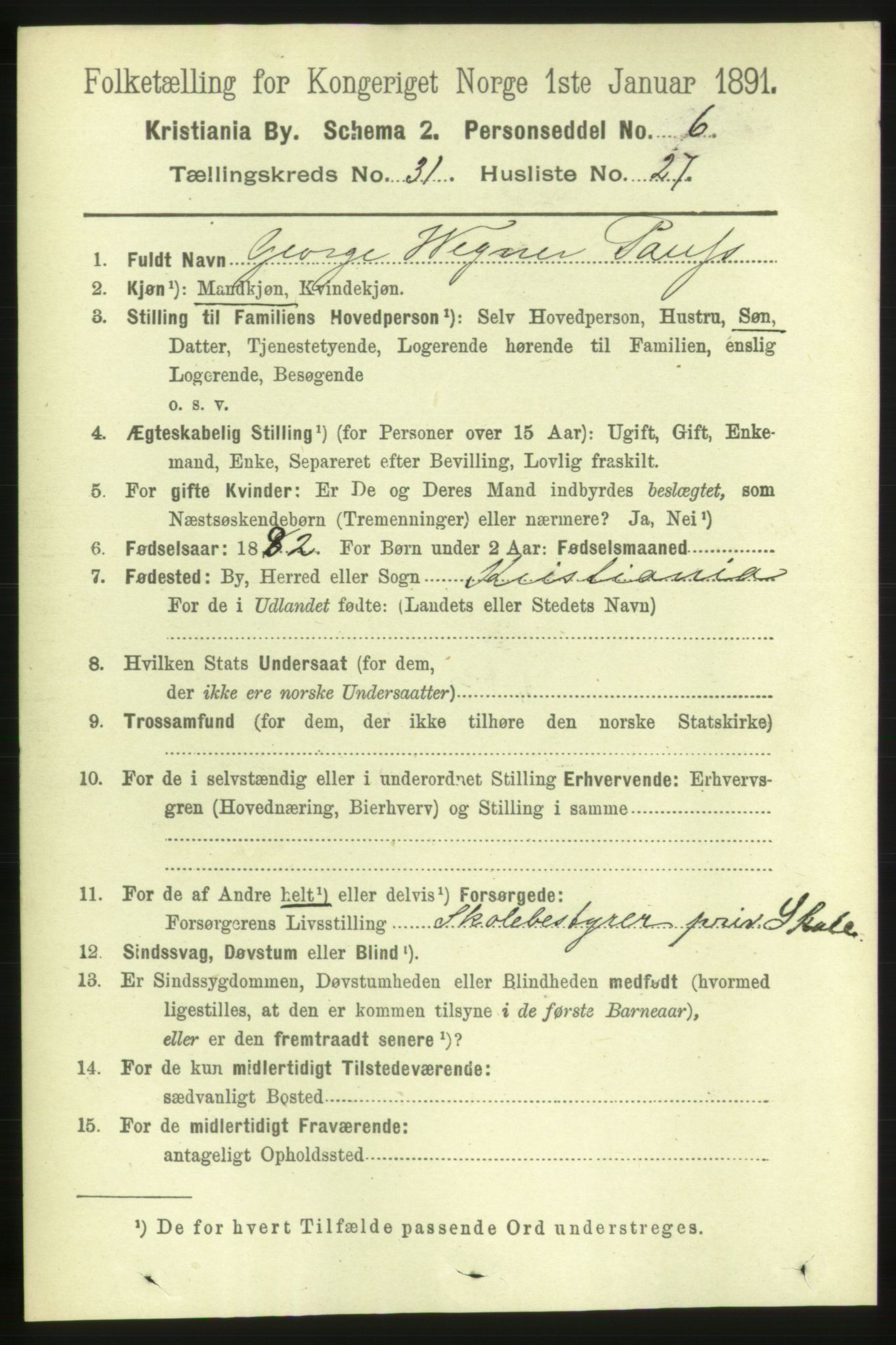 RA, 1891 census for 0301 Kristiania, 1891, p. 16760