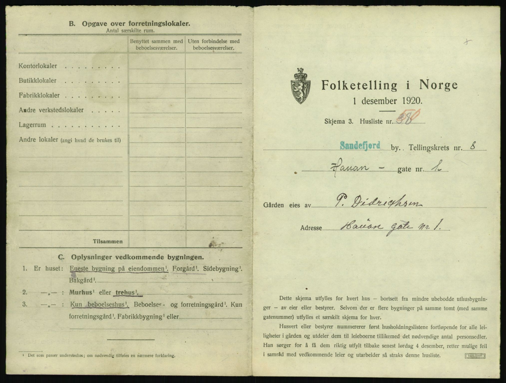 SAKO, 1920 census for Sandefjord, 1920, p. 1006