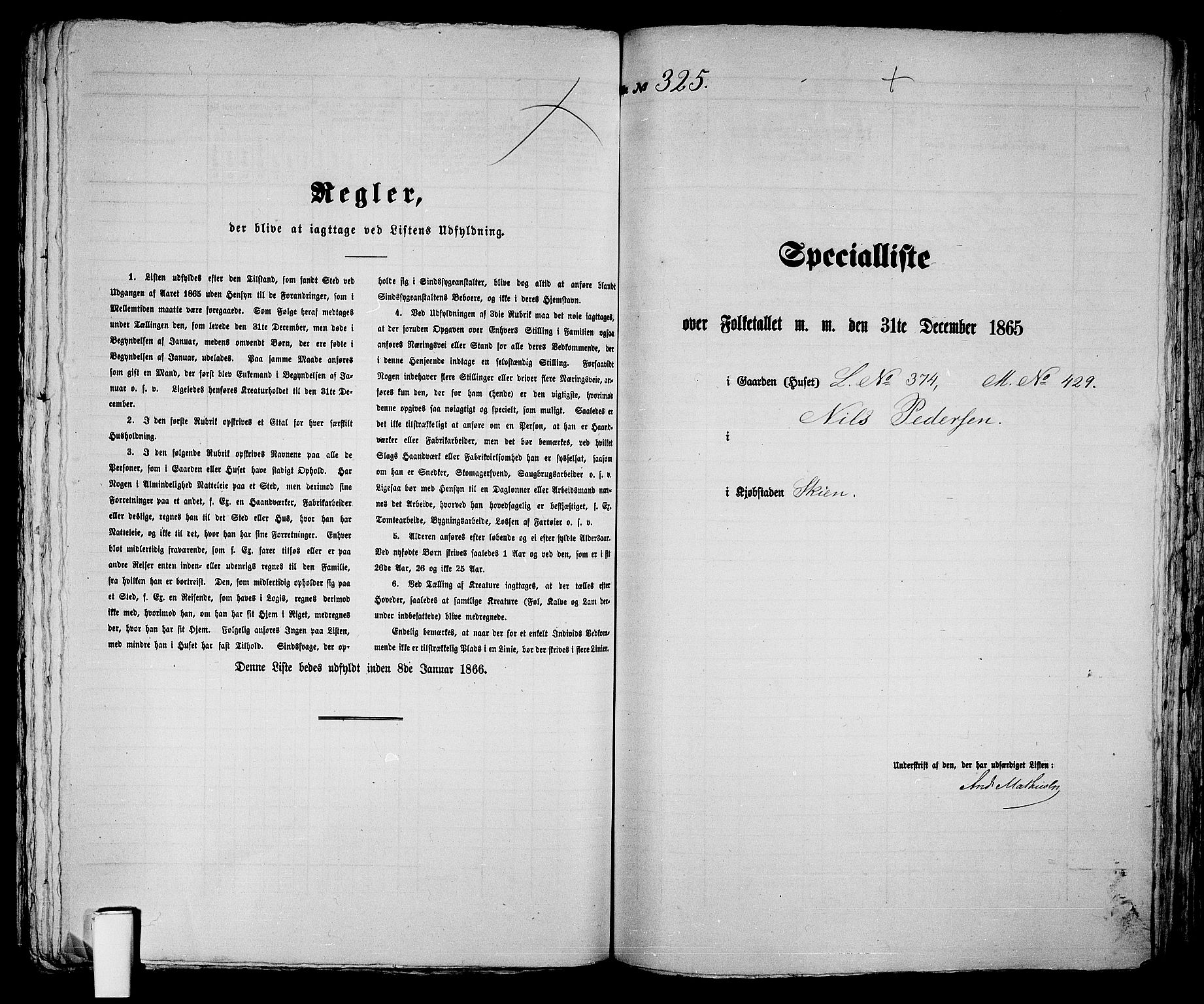 RA, 1865 census for Skien, 1865, p. 664