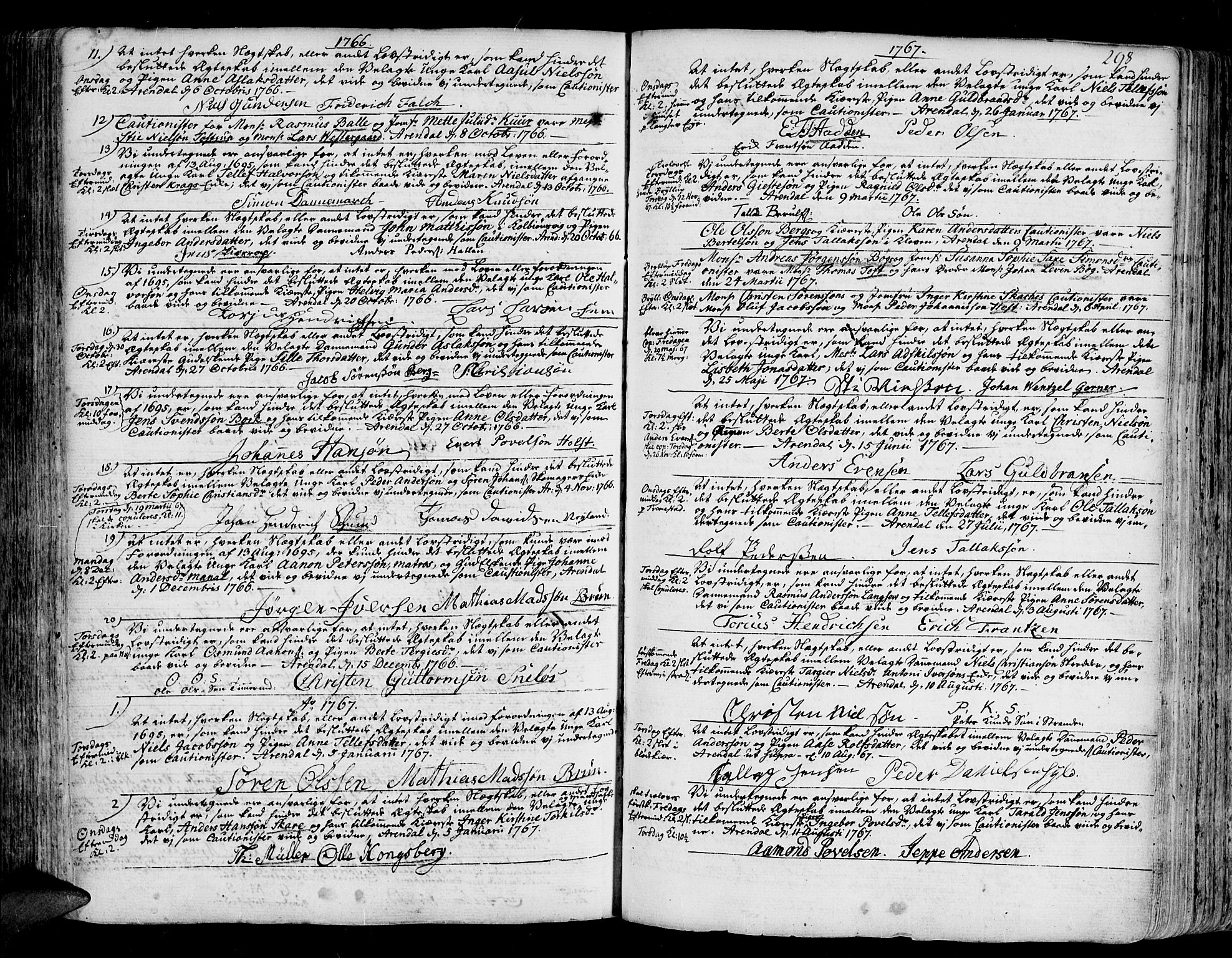 Arendal sokneprestkontor, Trefoldighet, SAK/1111-0040/F/Fa/L0001: Parish register (official) no. A 1, 1703-1815, p. 298
