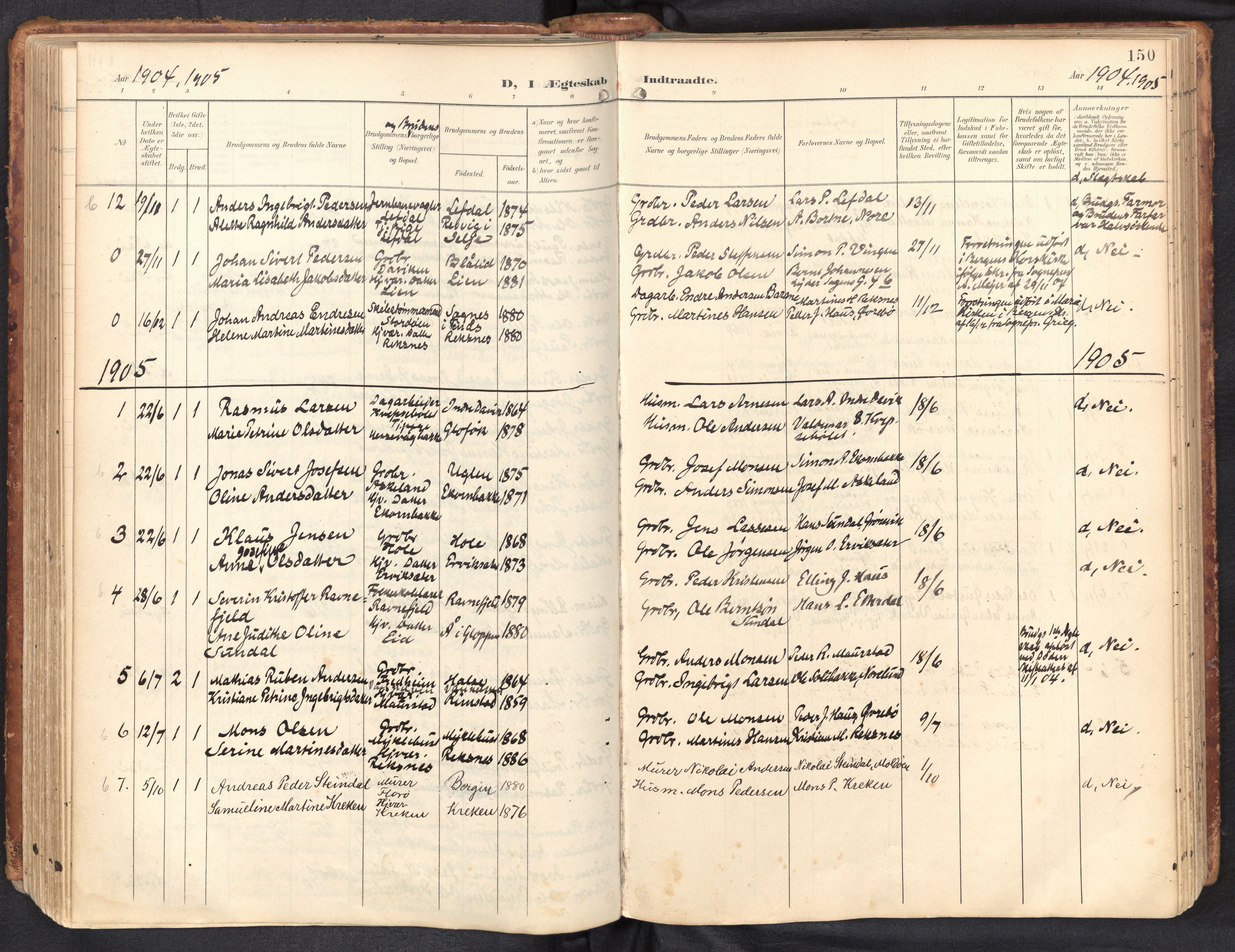 Davik sokneprestembete, AV/SAB-A-79701/H/Haa/Haab/L0002: Parish register (official) no. B 2, 1901-1934, p. 150