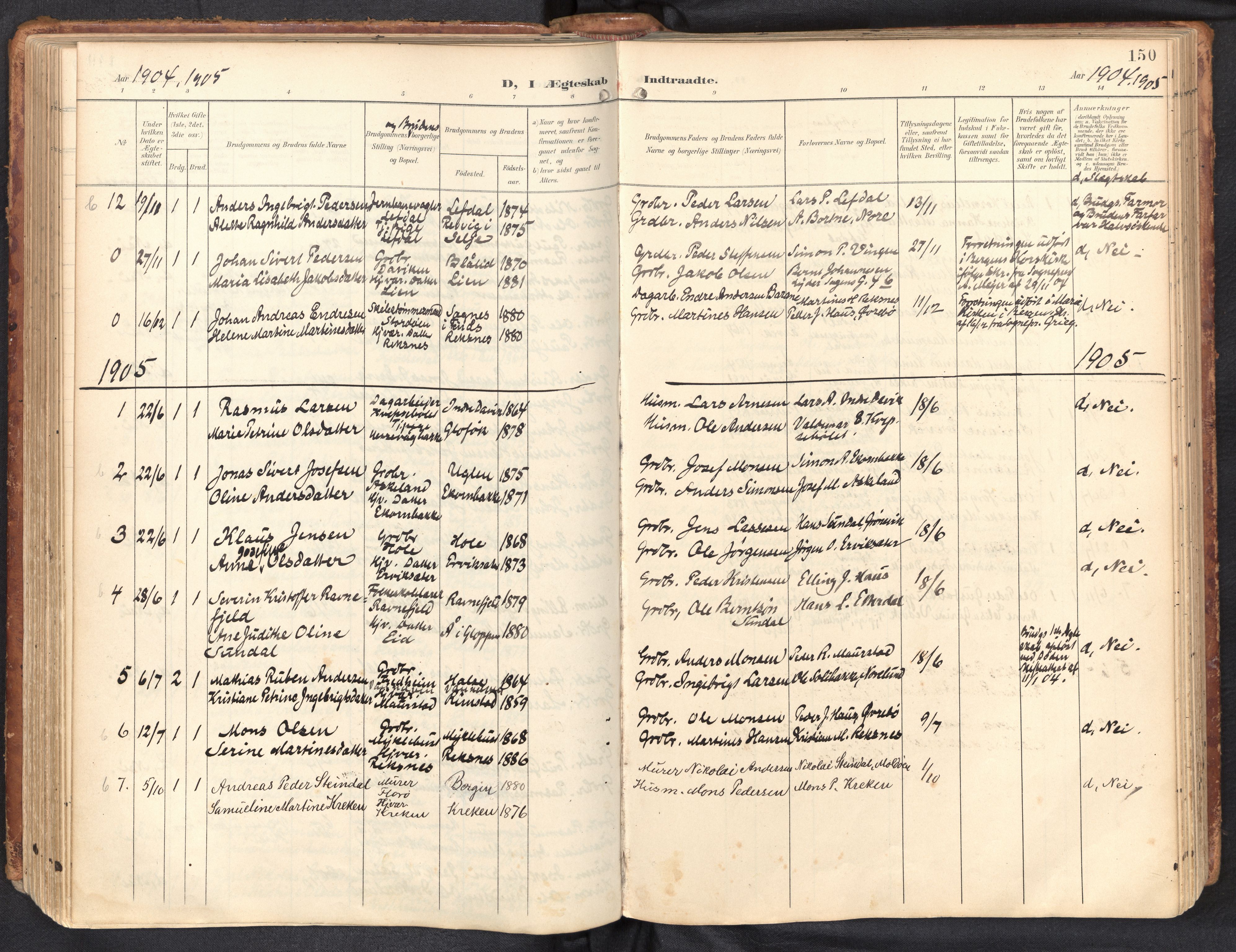 Davik sokneprestembete, SAB/A-79701/H/Haa/Haab/L0002: Parish register (official) no. B 2, 1901-1934, p. 150