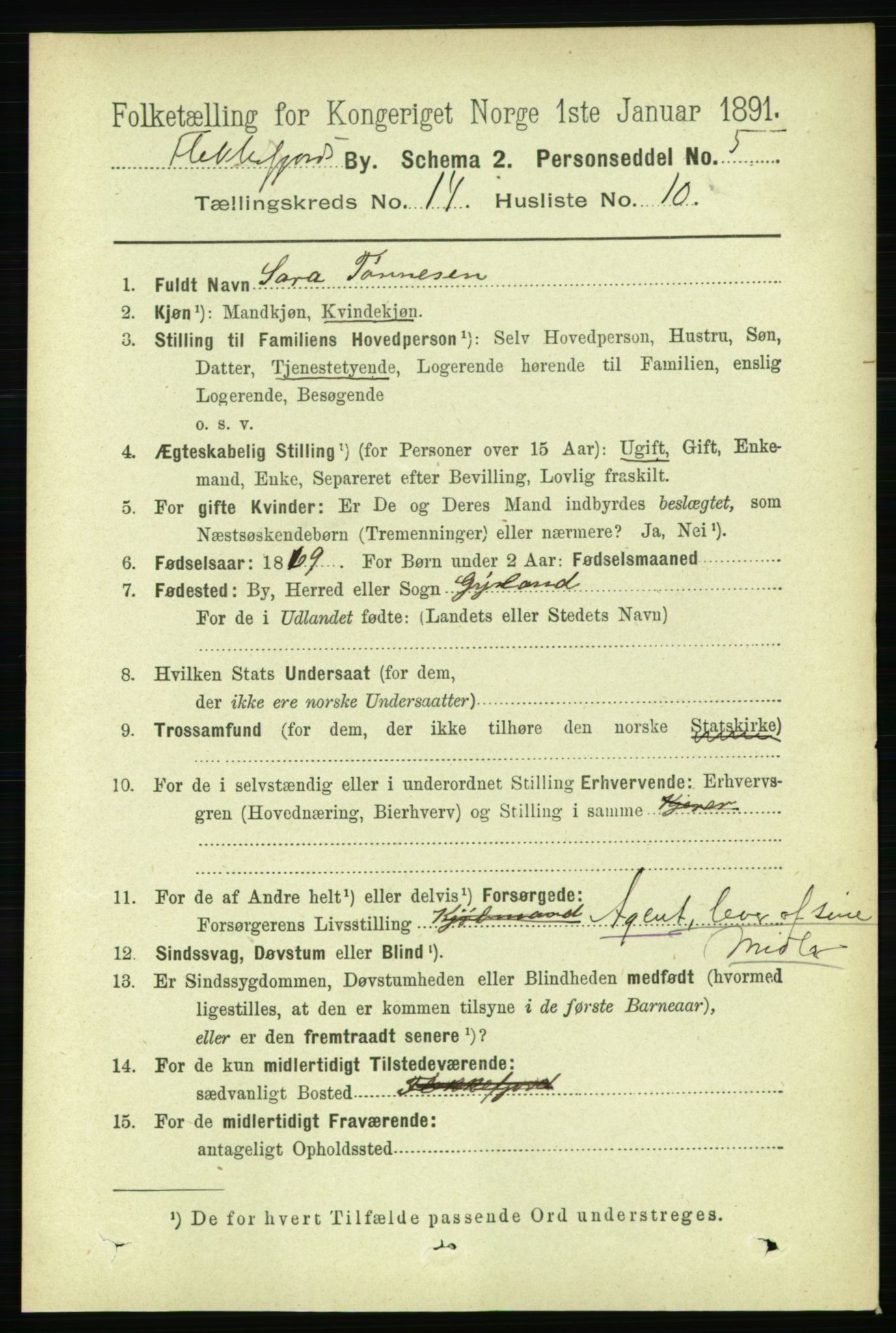 RA, 1891 census for 1004 Flekkefjord, 1891, p. 1935