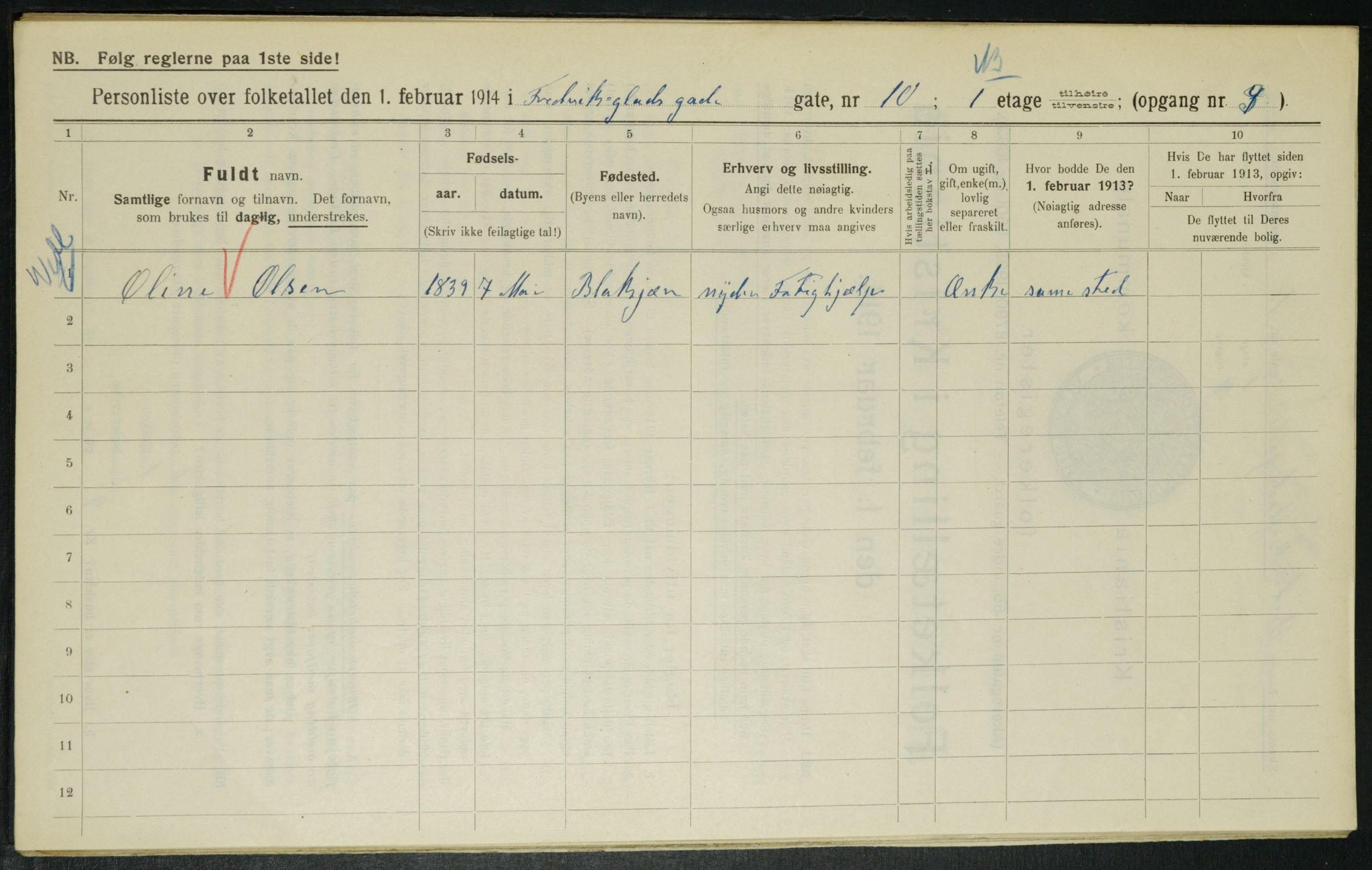 OBA, Municipal Census 1914 for Kristiania, 1914, p. 26689