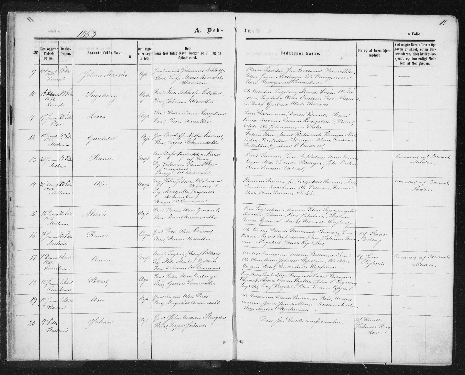 Ministerialprotokoller, klokkerbøker og fødselsregistre - Sør-Trøndelag, SAT/A-1456/691/L1077: Parish register (official) no. 691A09, 1862-1873, p. 15