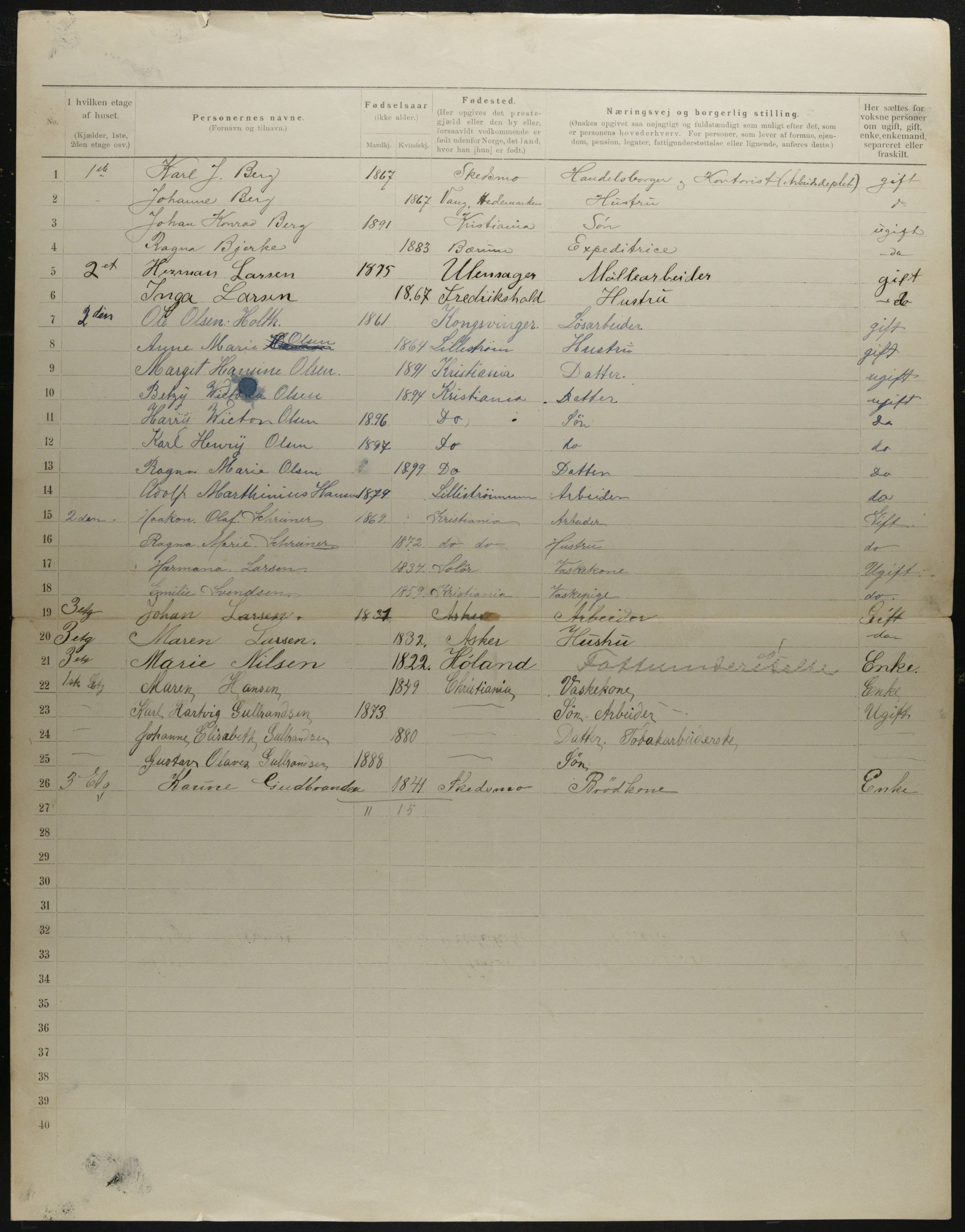 OBA, Municipal Census 1901 for Kristiania, 1901, p. 4015