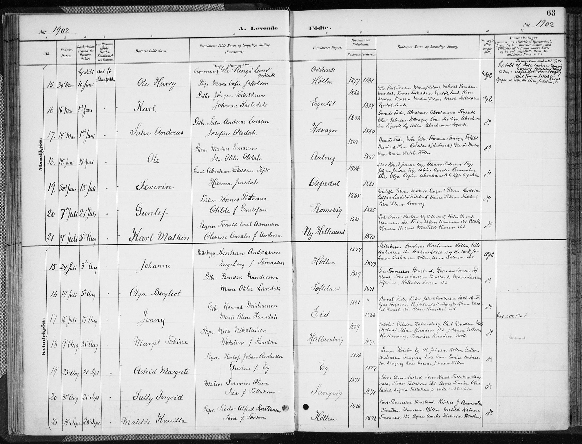 Søgne sokneprestkontor, AV/SAK-1111-0037/F/Fa/Fab/L0013: Parish register (official) no. A 13, 1892-1911, p. 63