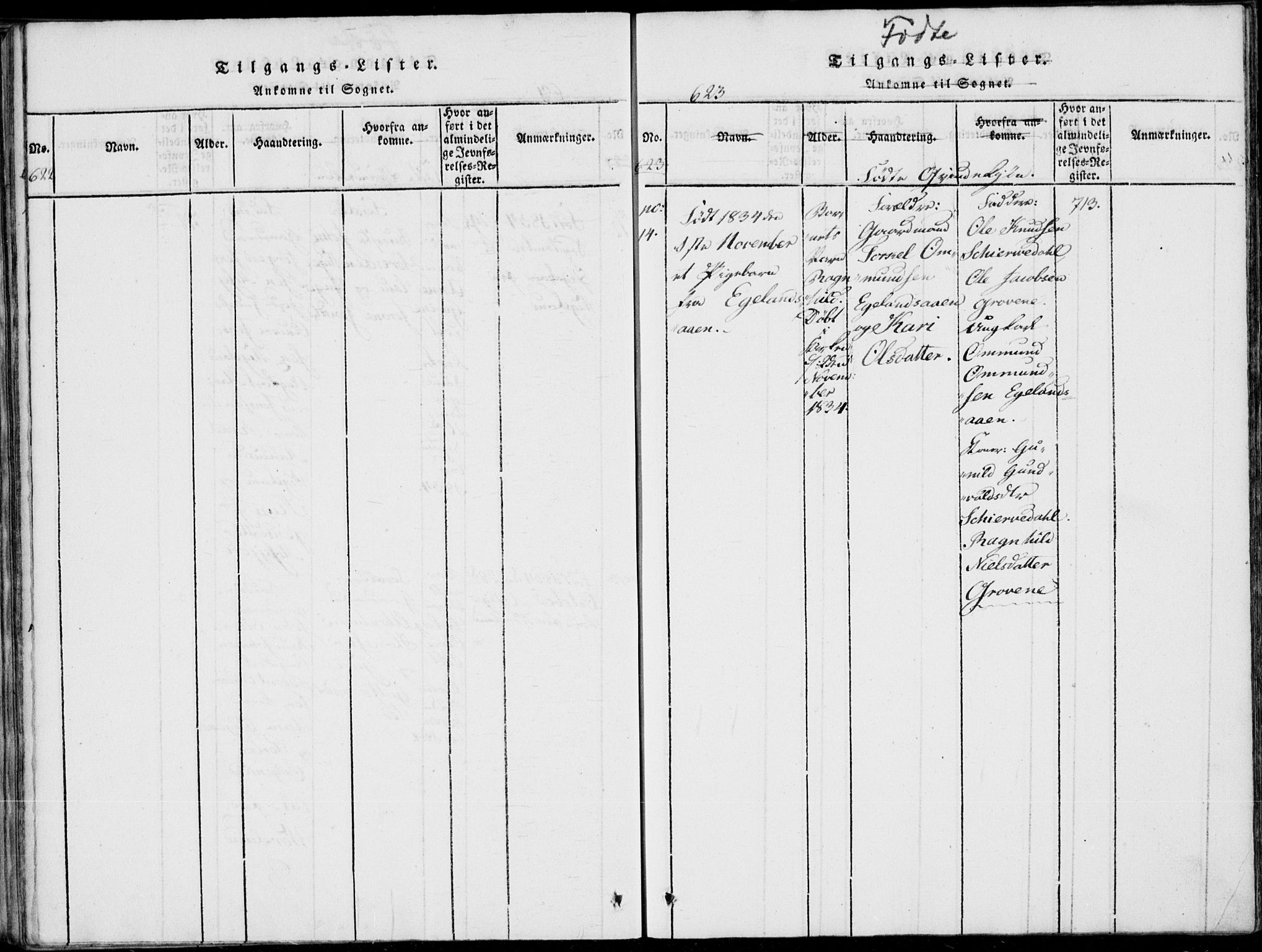 Vennesla sokneprestkontor, SAK/1111-0045/Fa/Fab/L0003: Parish register (official) no. A 3, 1820-1834, p. 622-623