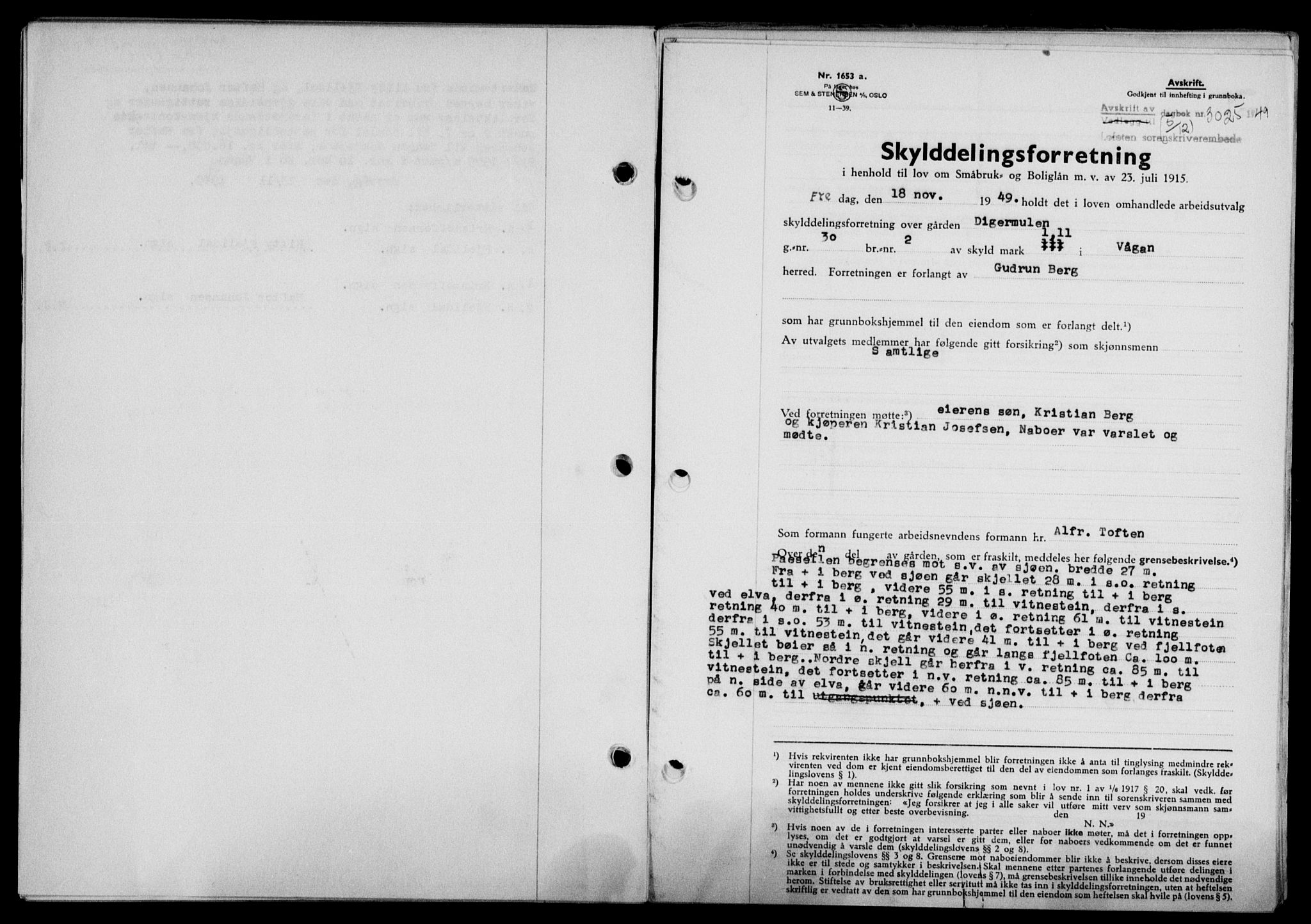 Lofoten sorenskriveri, SAT/A-0017/1/2/2C/L0022a: Mortgage book no. 22a, 1949-1950, Diary no: : 3025/1949