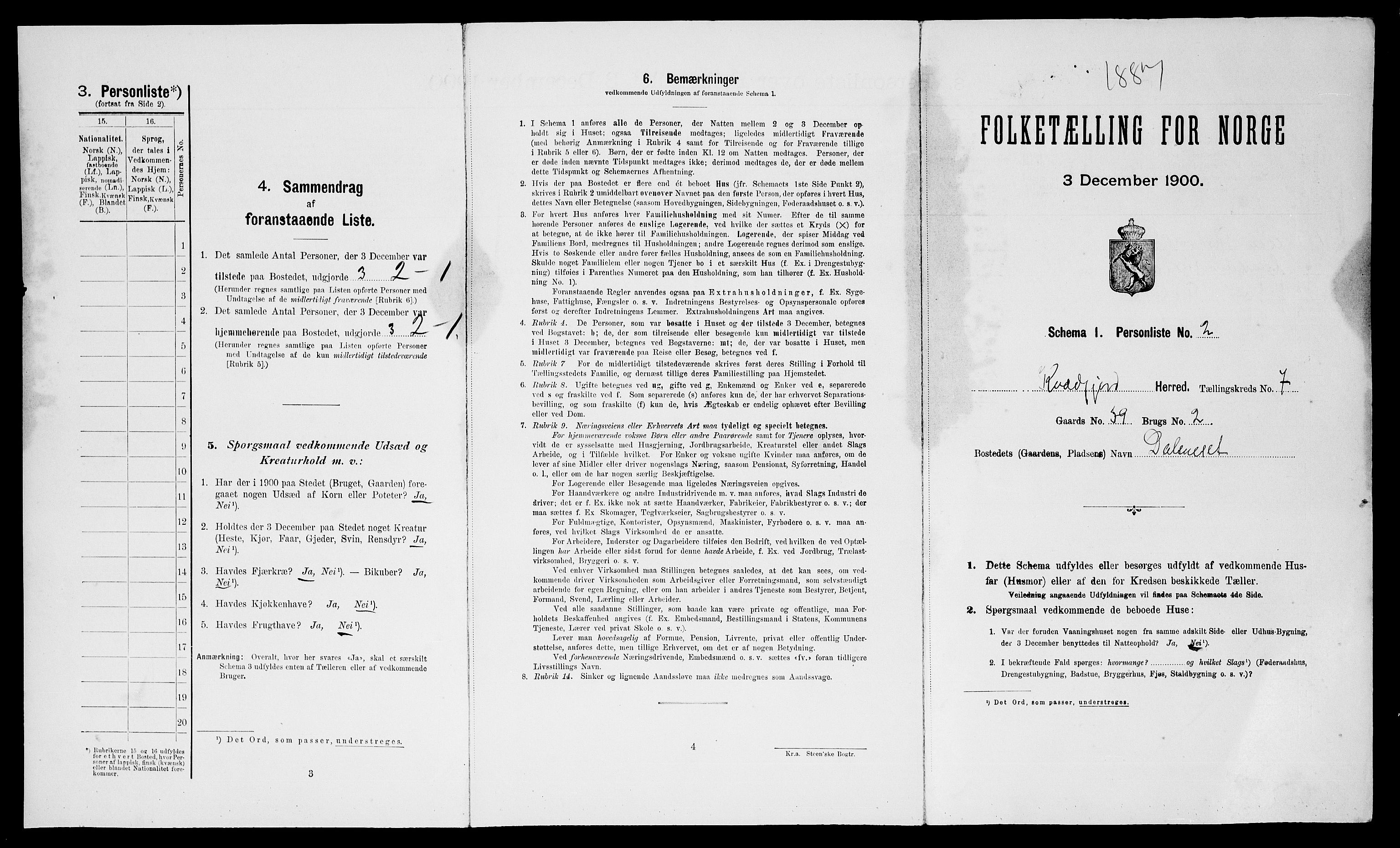 SATØ, 1900 census for Kvæfjord, 1900, p. 871