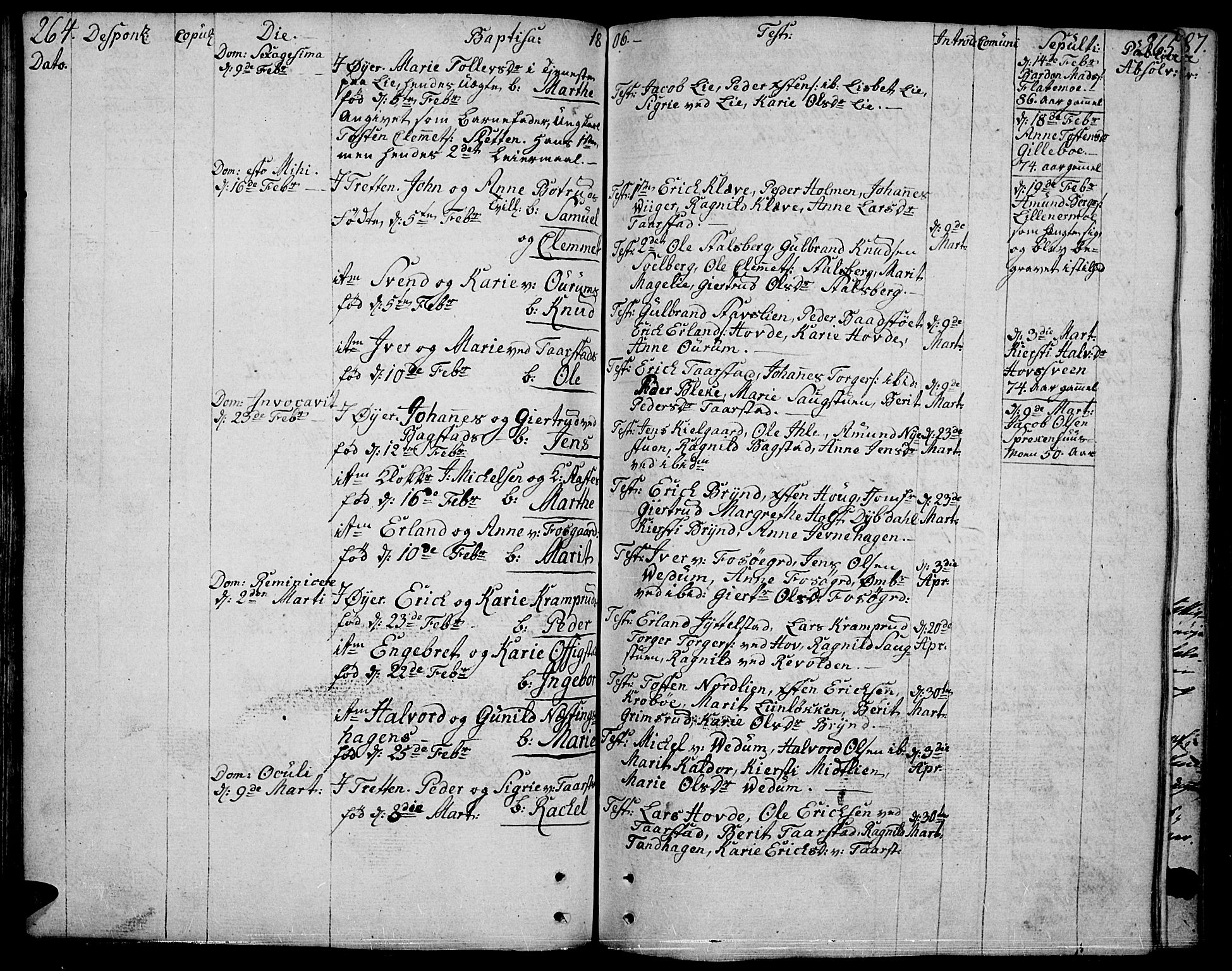 Øyer prestekontor, SAH/PREST-084/H/Ha/Haa/L0003: Parish register (official) no. 3, 1784-1824, p. 264-265