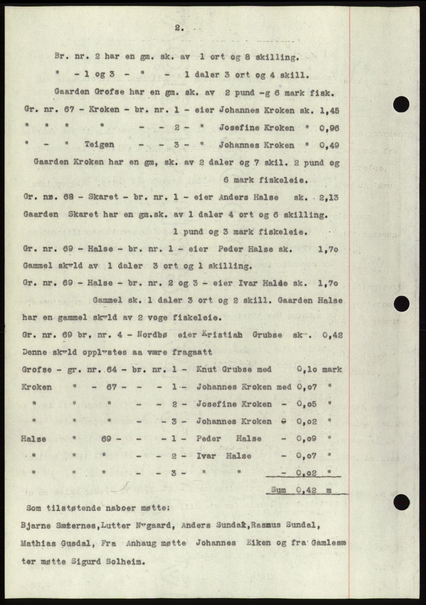 Søre Sunnmøre sorenskriveri, AV/SAT-A-4122/1/2/2C/L0077: Mortgage book no. 3A, 1945-1946, Diary no: : 826/1945