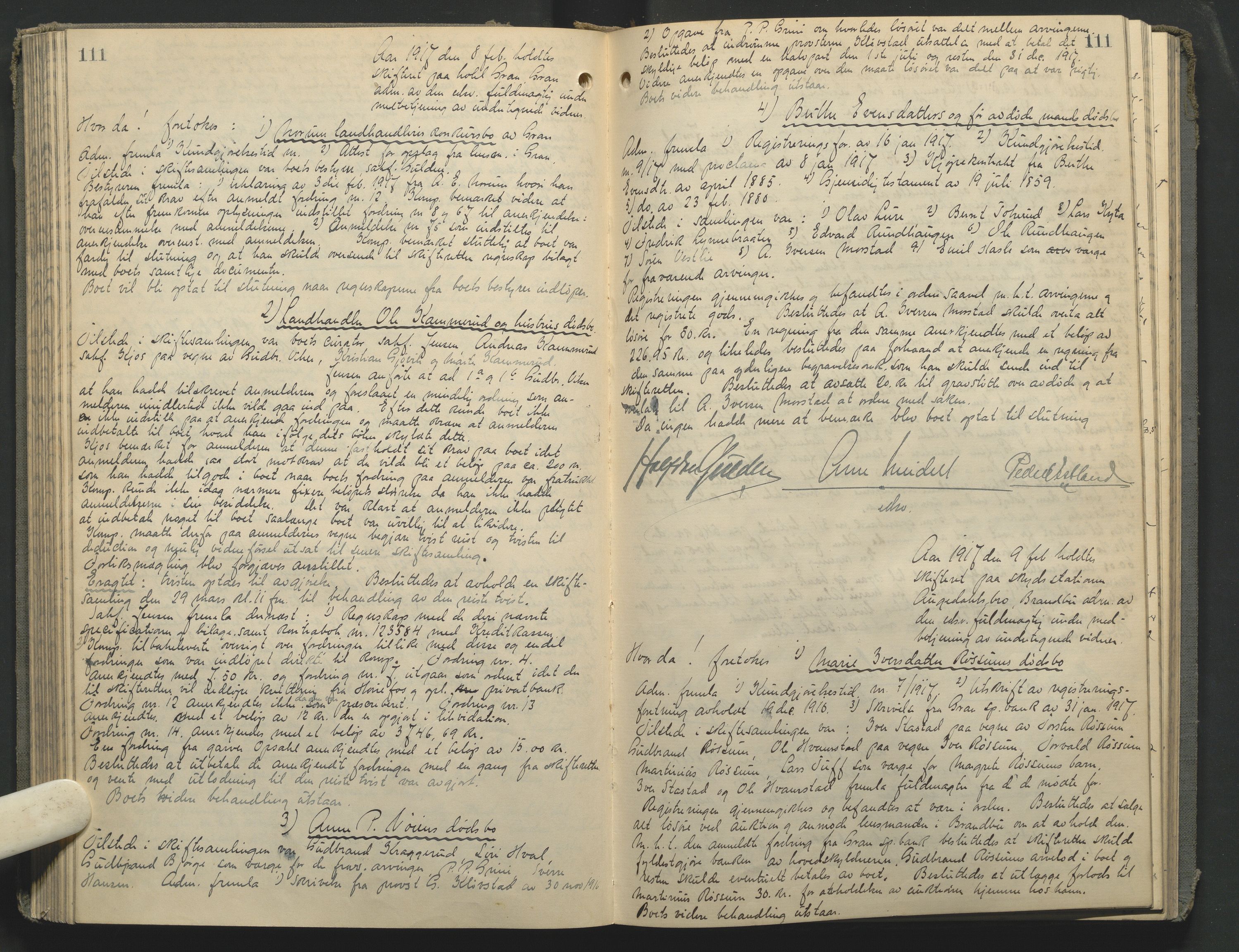 Hadeland og Land tingrett, AV/SAH-TING-010/J/Jc/L0010: Skifteforhandlingsprotokoll, 1914-1920, p. 111